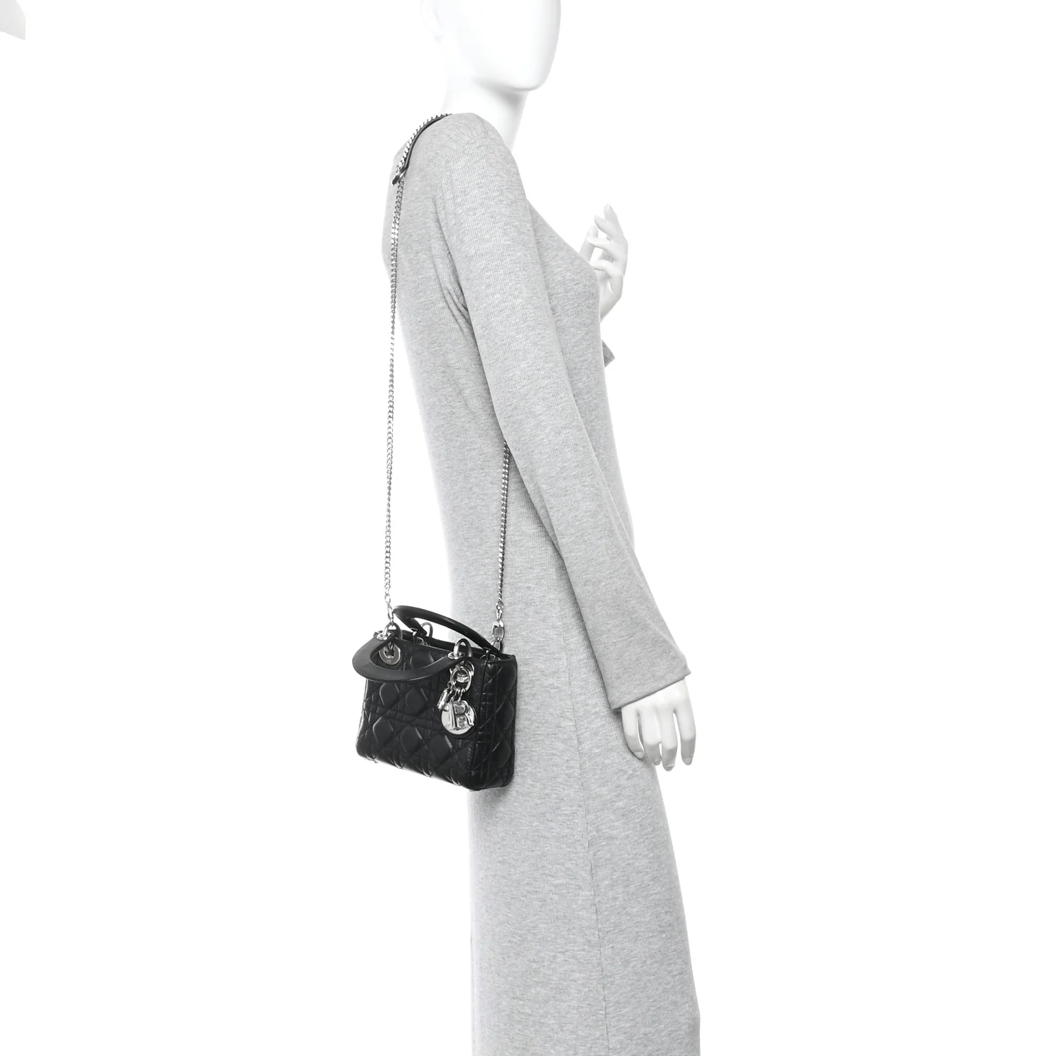 Lambskin Cannage Mini Lady Dior Black