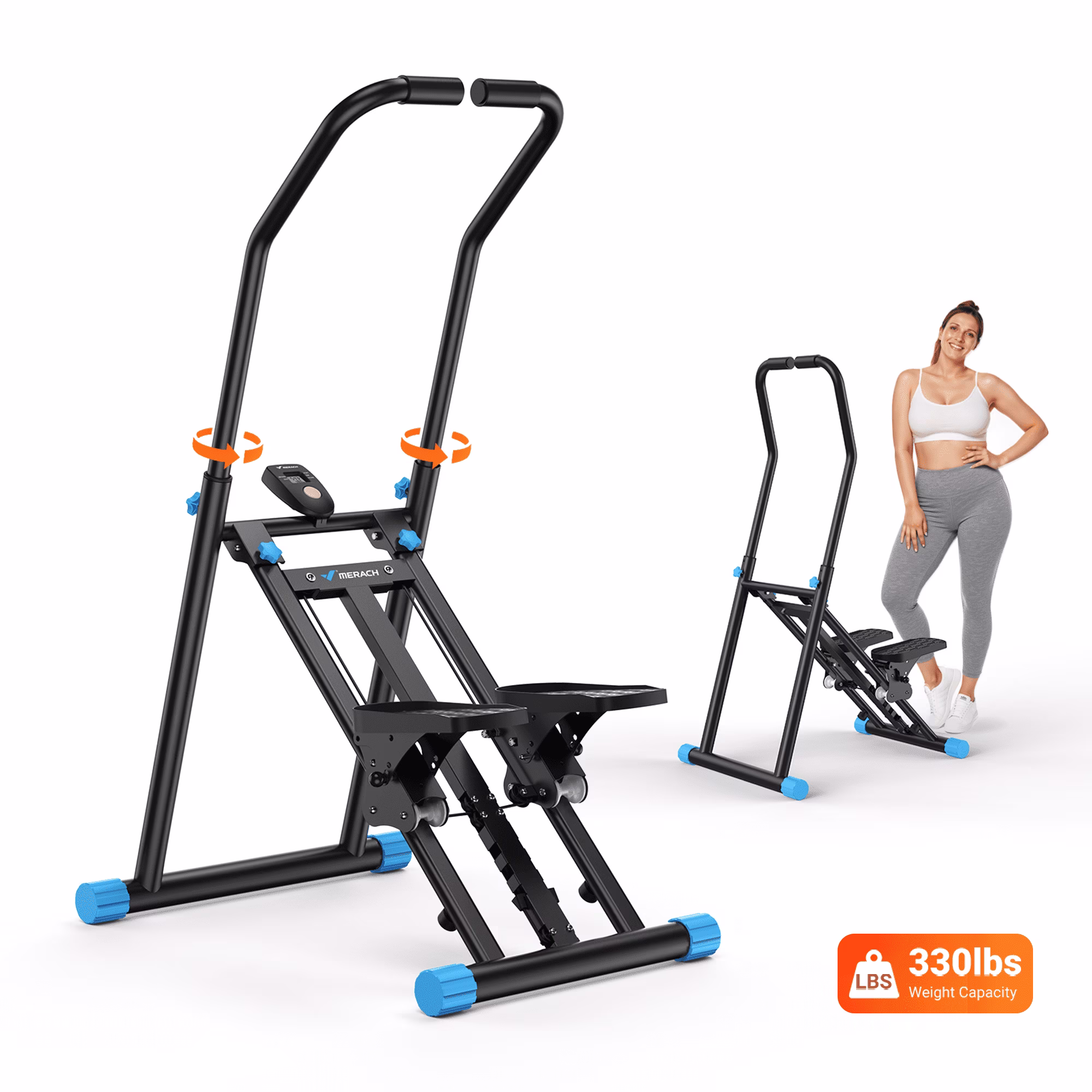 Stair Stepper for Home Compact Foldable Vertical Climber Full-Body Workout Stepper, Home Gym Cardio Exercise Equipment(2-level resistance Black) - Image 3