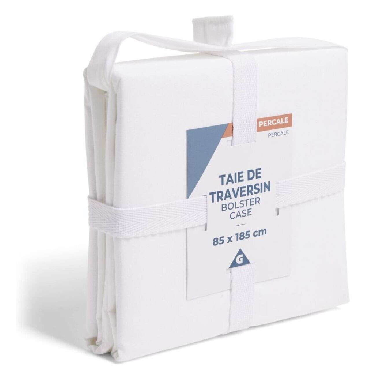 Taie de traversin 85x185cm 100% coton percale blanc