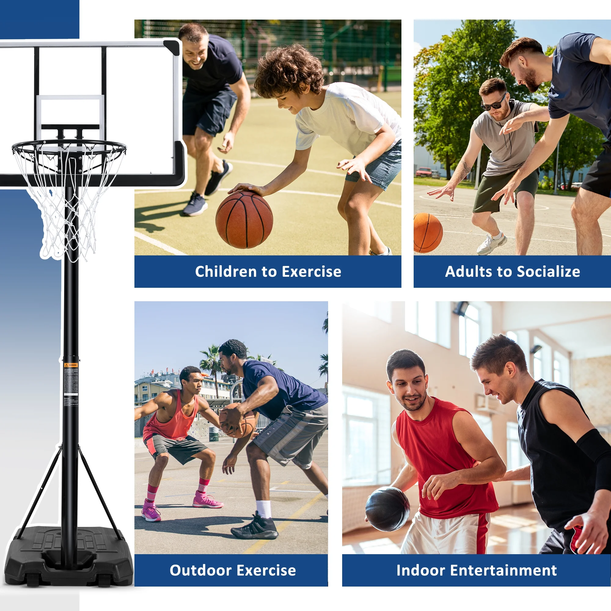 44In Portable Basketball Hoop System 6.5 ft to 10 ft Height Adjustable Basketball Goal with Large Backboard Base and Wheels for Teenagers Adults outdoor Use Fathers Day Gifts - Image 5