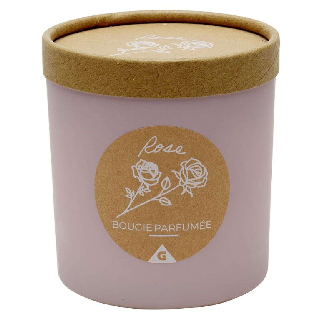 Bougie dans pot rond avec couvercle kraft senteur rose