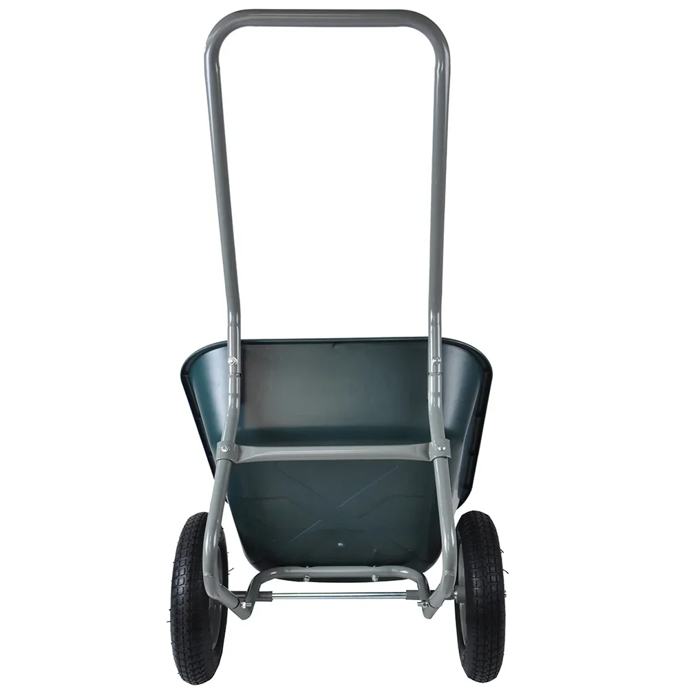 2-Wheeled Garden Wheelbarrow, Garden Two Wheeled Trolley With 2 Large 15 Inflatable Wheels, 300 Lbs Load Capacity Heavy Duty Garden Cart, for Lawn, Gardening, Grass (57.87 x 28.35 x 26  )