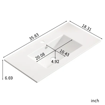 24-Inch Bathroom Vanity Top with Integrated Sink, White Porcelain Ceramic Vanity Sink Top with Oval Basin for a Clean, Modern Bathroom(White) - Image 9