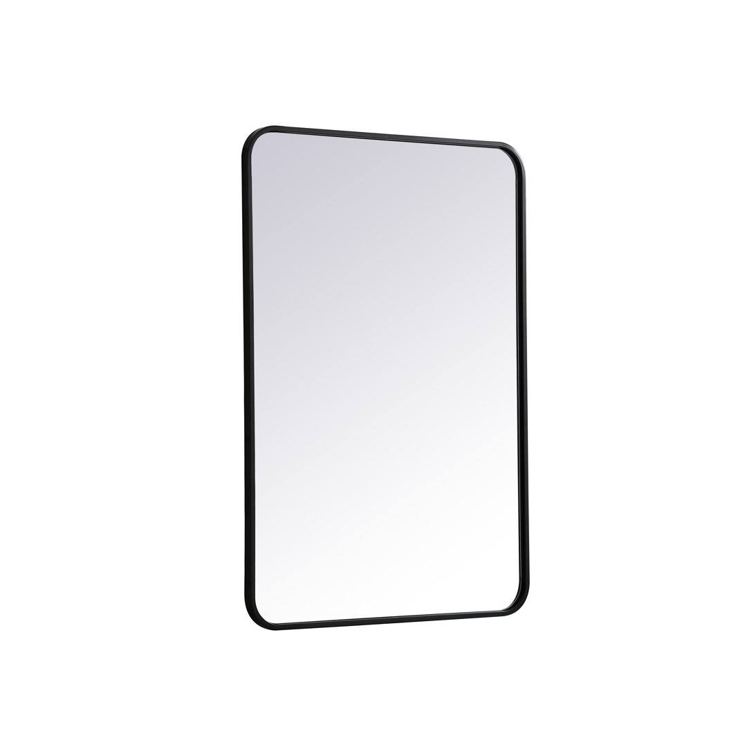 Sabine Metal Rounded Rectangle Wall Mirror Finish: Black, Size: 36'' H x 24'' W