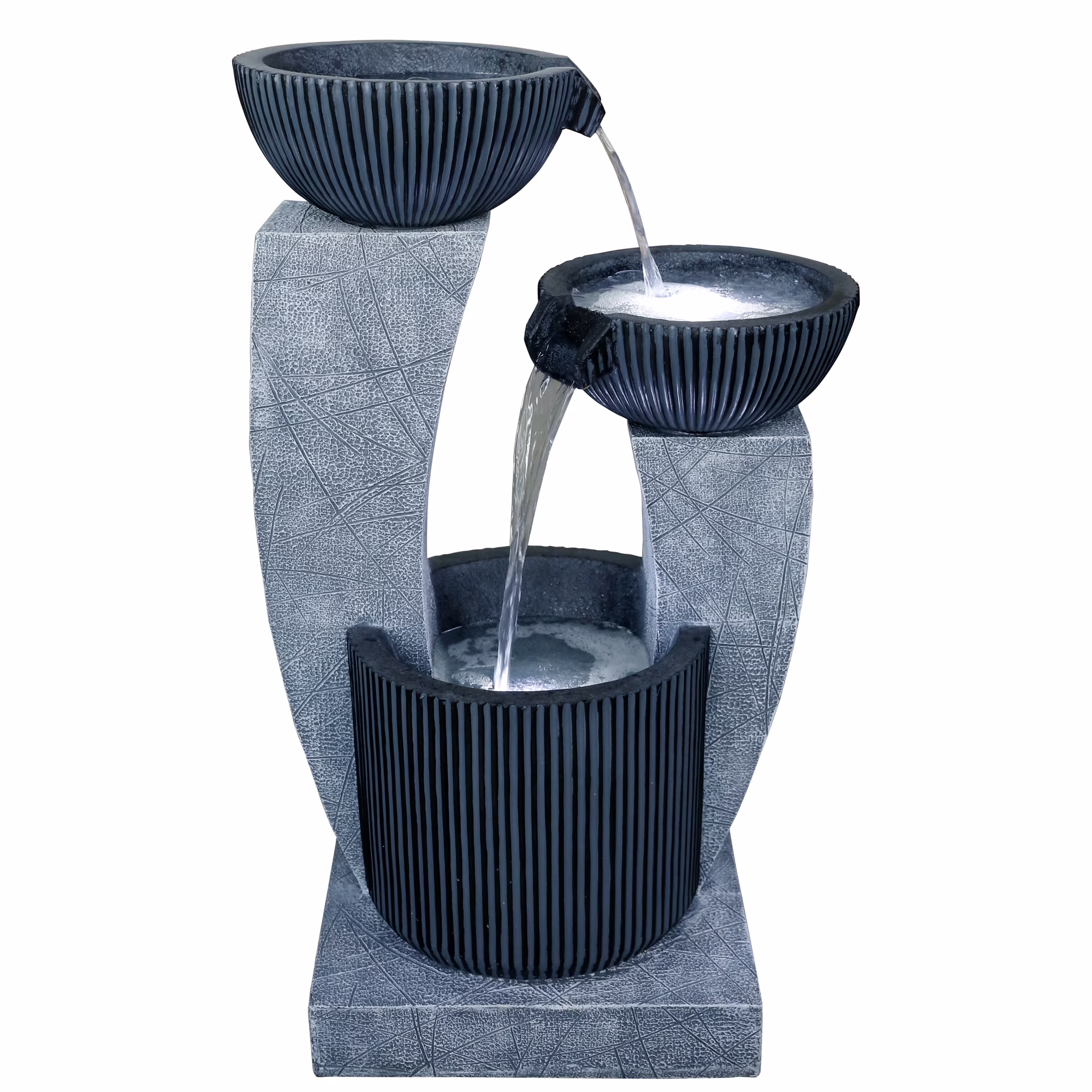 Northlight 32 Lighted Blue Modern Tiered Outdoor Garden Water Fountain