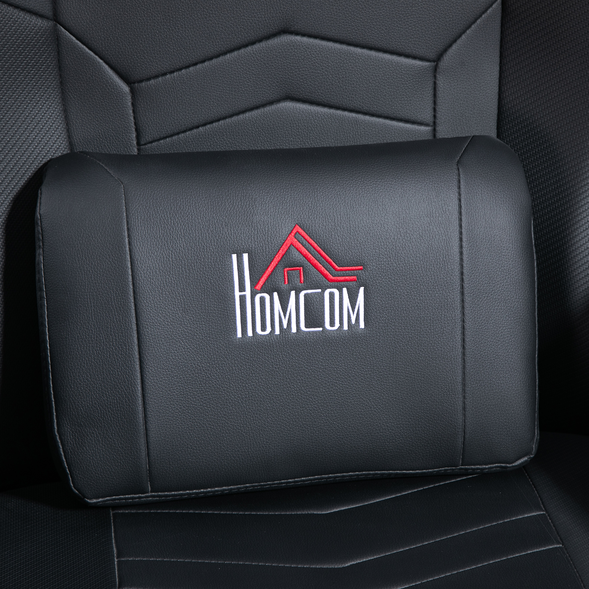 HOMCOM Gamingstoel, Massagefunctie, Kantelbare Rugleuning, Voetensteun, tot 120 kg, Stalen Frame, Kunstleer, Zwart