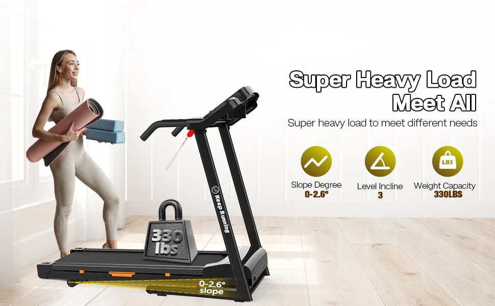 Folding Treadmill for Home with Incline 3 5HP 330lb Weight Capacity Portable Electric Treadmill with Bluetooth, 12 Preset Programs Exercise Running Machine Easy Assembly Orange Image 5