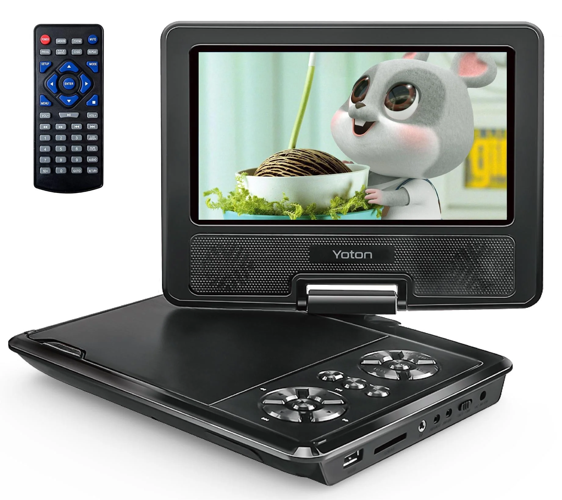 7.5'' Portable DVD Player for Car and Kids Support USB & SD Cards 5 Hours Internal Battery Car DVD Player with Car Charger, Black