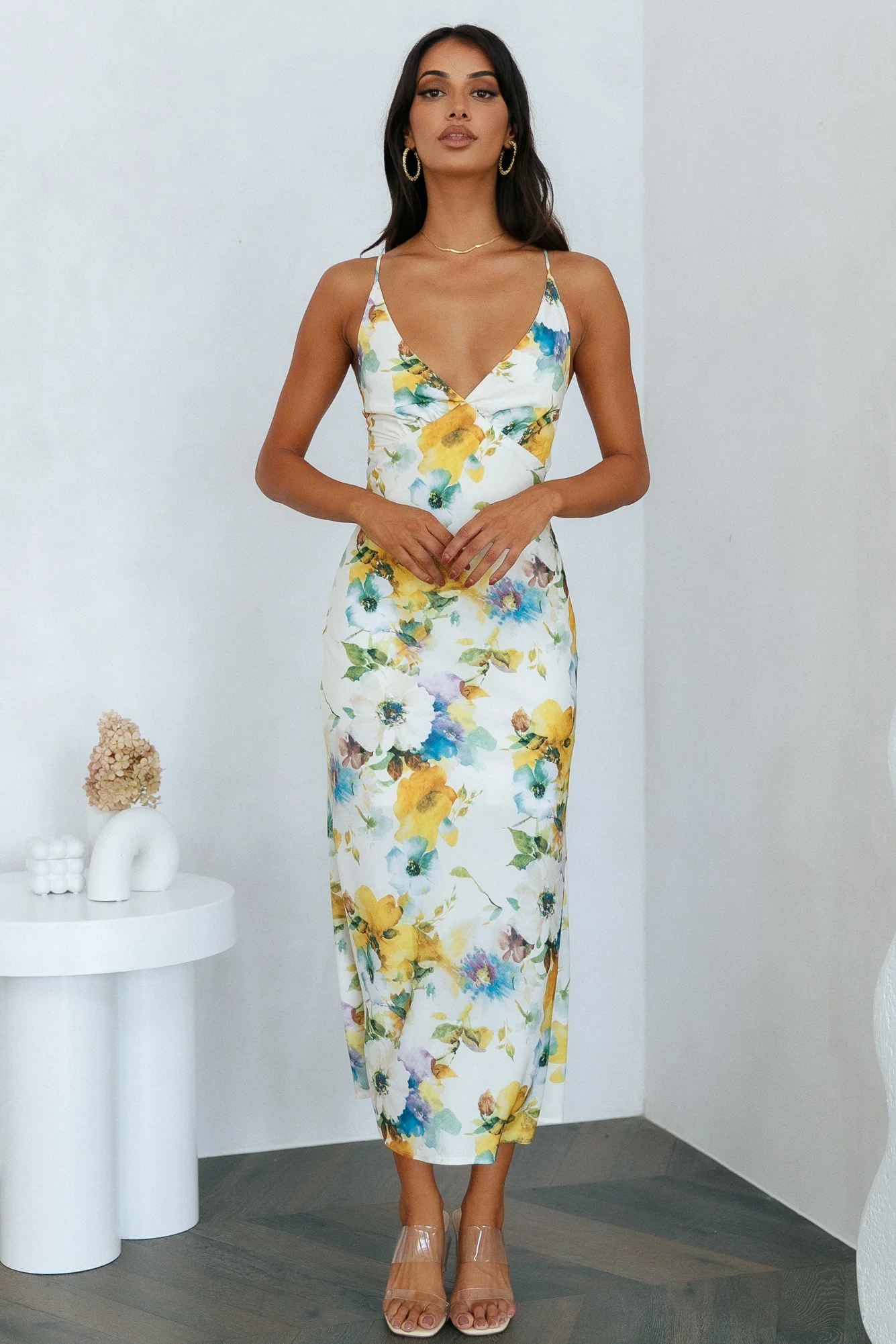 Florals On My Mind Satin Maxi Dress Floral