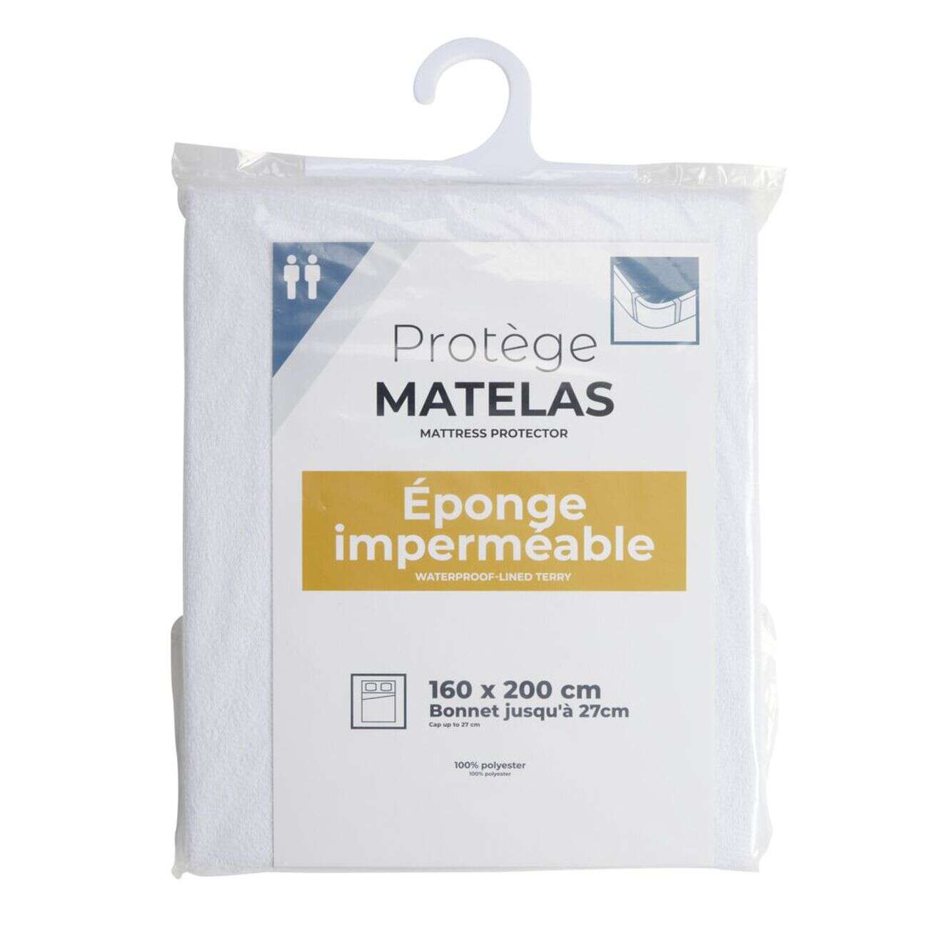 Protège matelas blanc imperméable 160x200cm