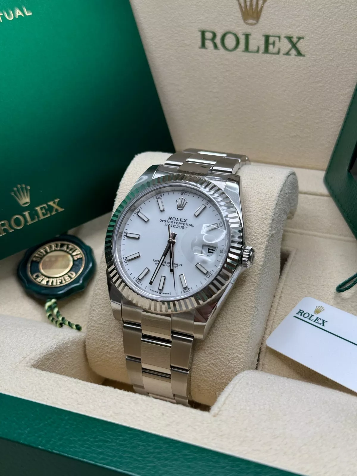 [Super Clone]RLX  Datejust 41mm  White Index Oyster Stainless Steel Men’s Watch - 126334-0009