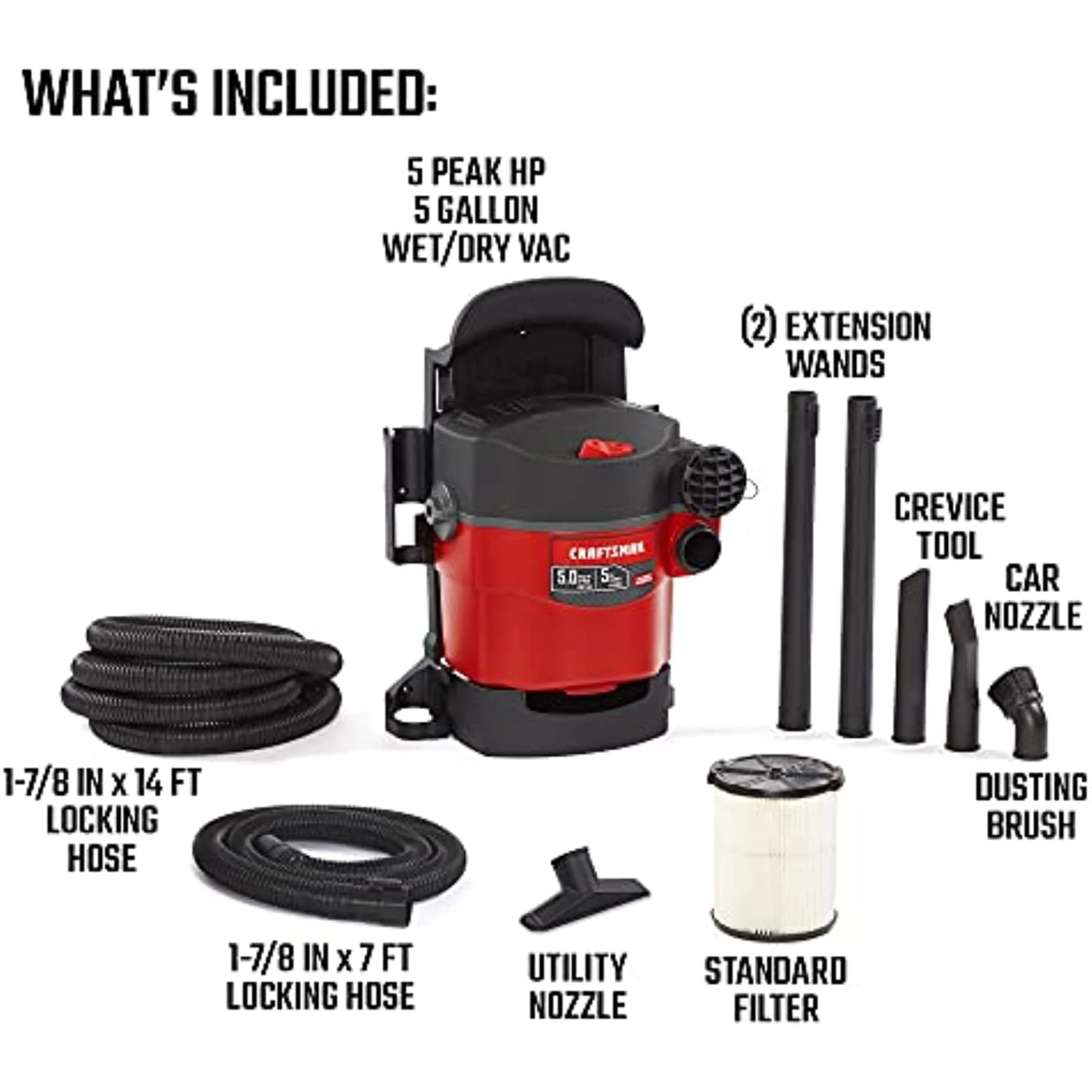 5 gal. Corded Wet/Dry Vacuum 5 hp 5 amps 120 volts Red 25 lb. 1 pc. - Image 4