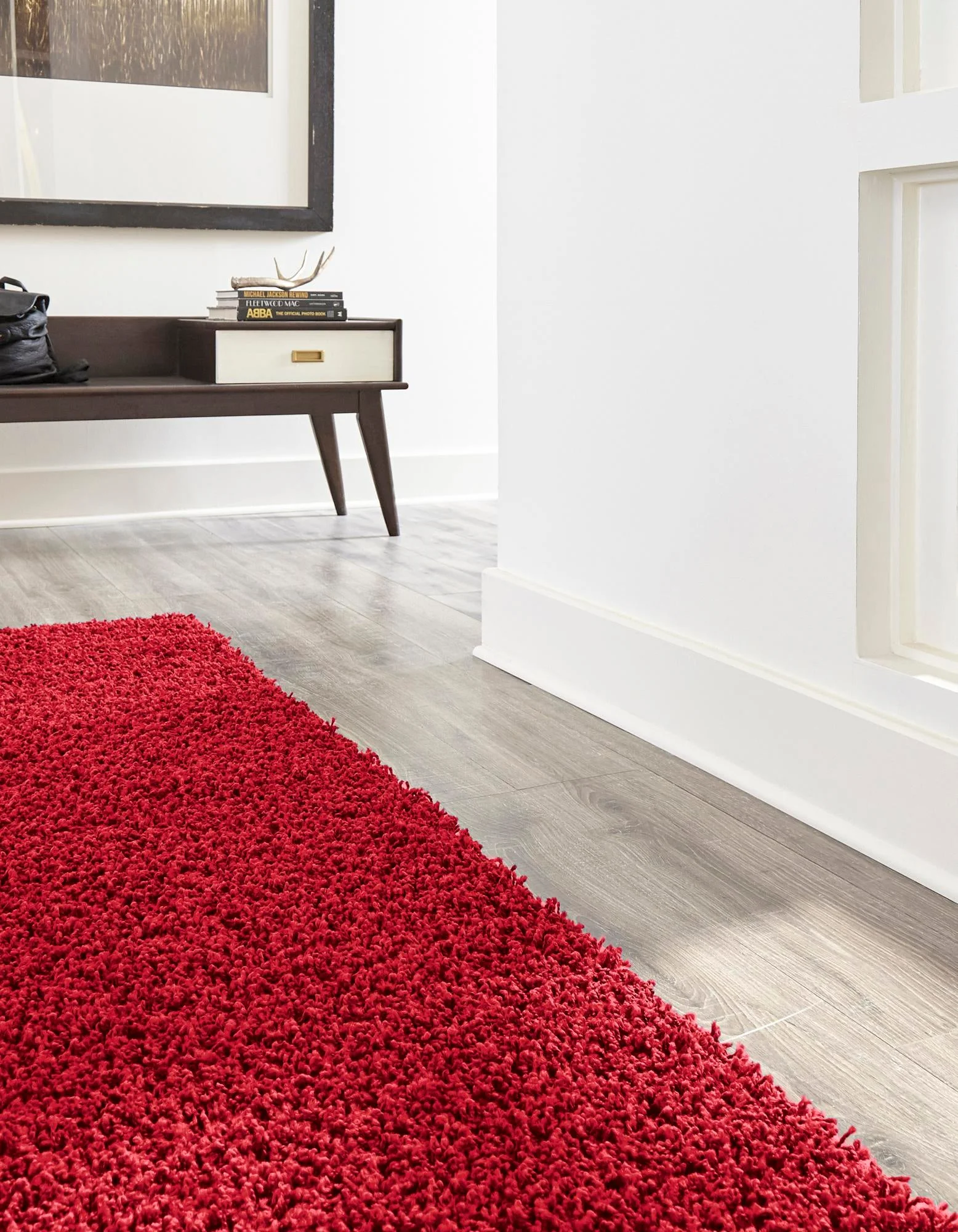Solid Shag Collection Rug �C 13 Ft Runner Cherry Red Shag Rug Perfect For Hallways, Entryways - Image 3