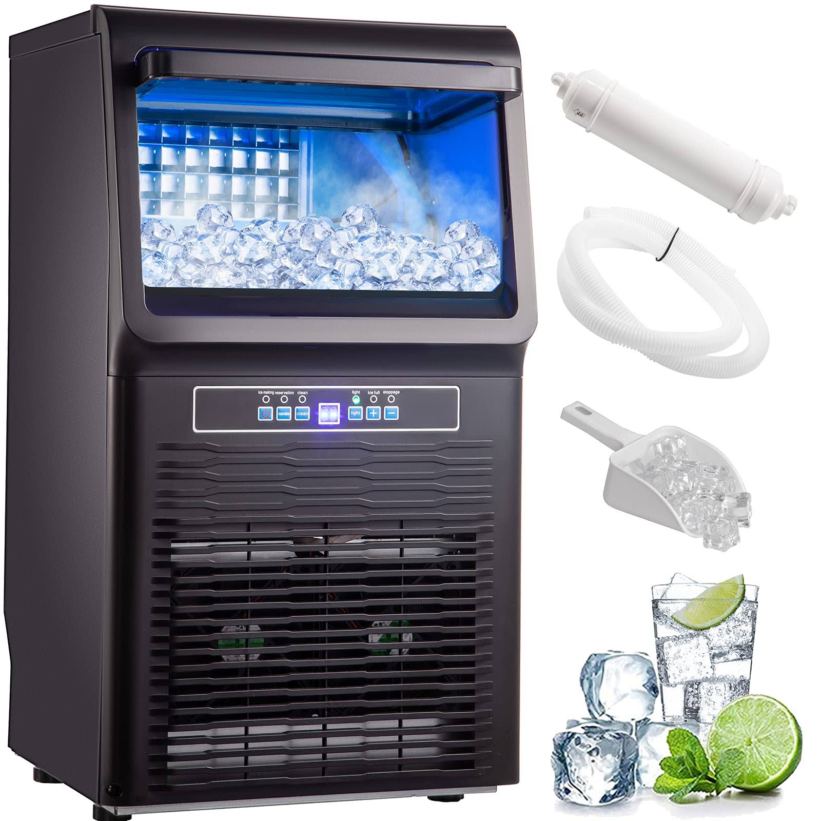 VEVOR 12-lbStorage Ice Maker 70-lb Freestanding Cubed Ice Maker (Black) Stainless Steel | TKJ-AT25F110VGJNVV1