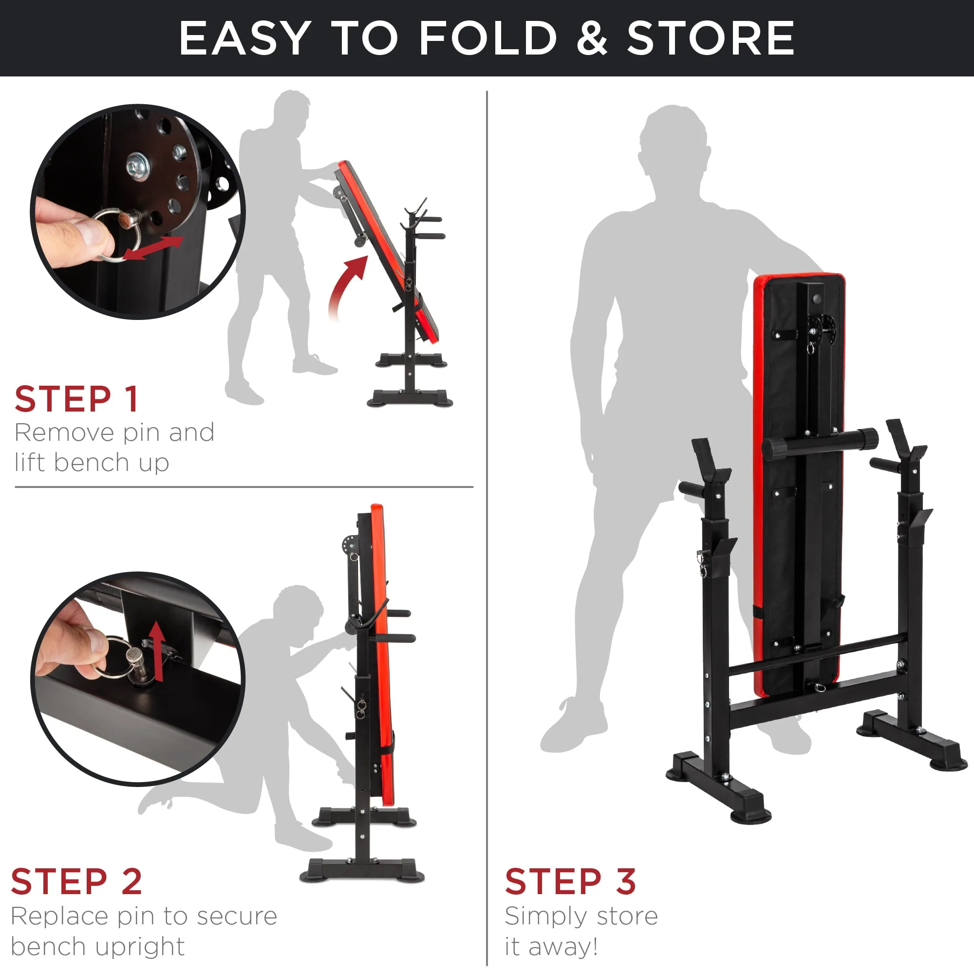 SUGIFT Adjustable Weight Bench with 330 lb. Black/Red