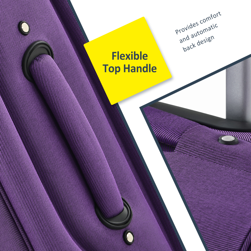 Softside Luggage Expandable 3 Piece Set Suitcase Upright Spinner Softshell Lightweight Luggage Travel Set(Purple + Polyester) - Image 4