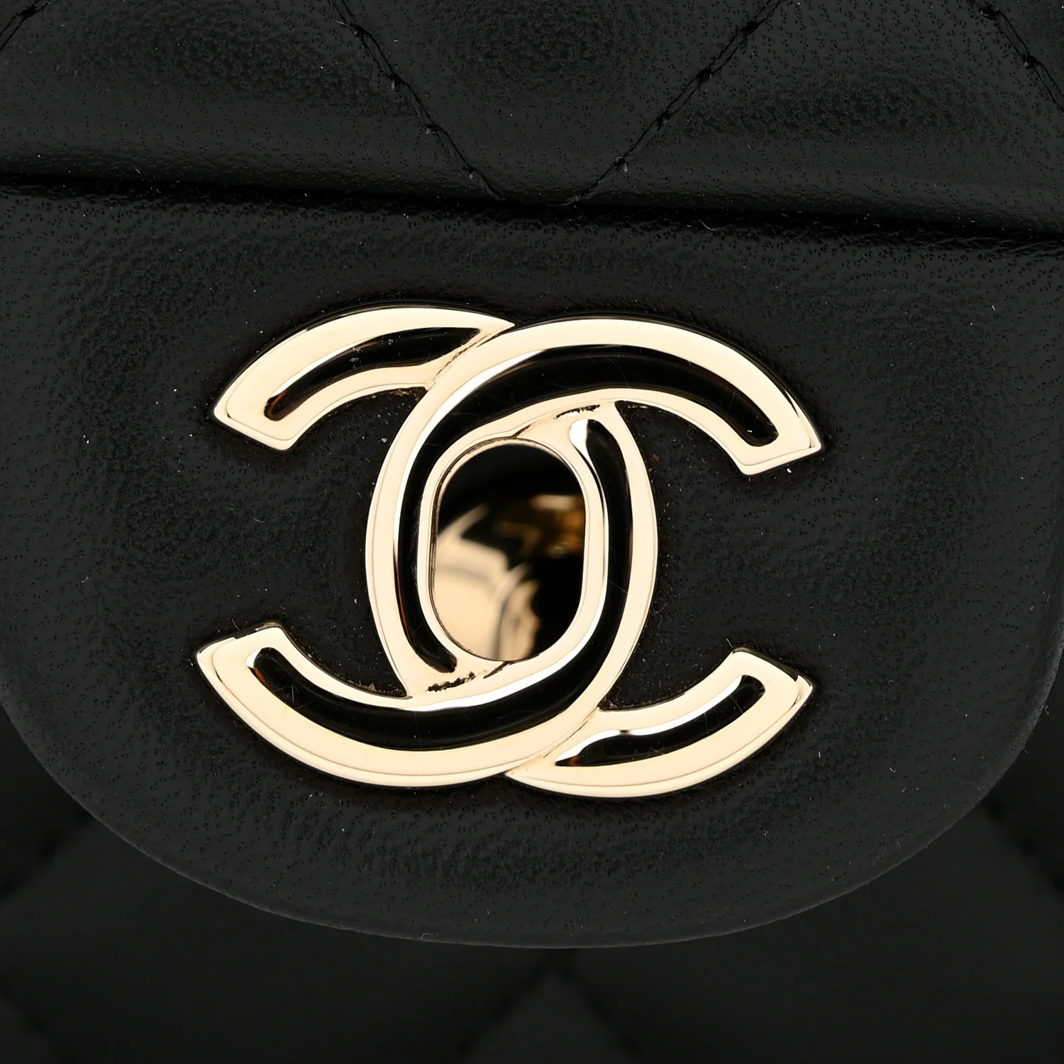 Lambskin Quilted Mini Rectangular Flap Black