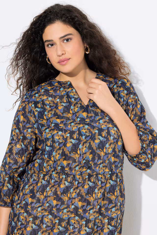 Glitter Stripe Allover Printed 3/4 Sleeve Dress