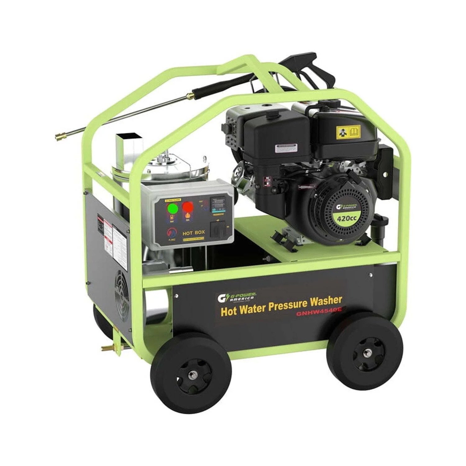 Green - Power America Brand Commercial Hot Water Pressure Washer GNHW4540E 4500PSI, 4GPM