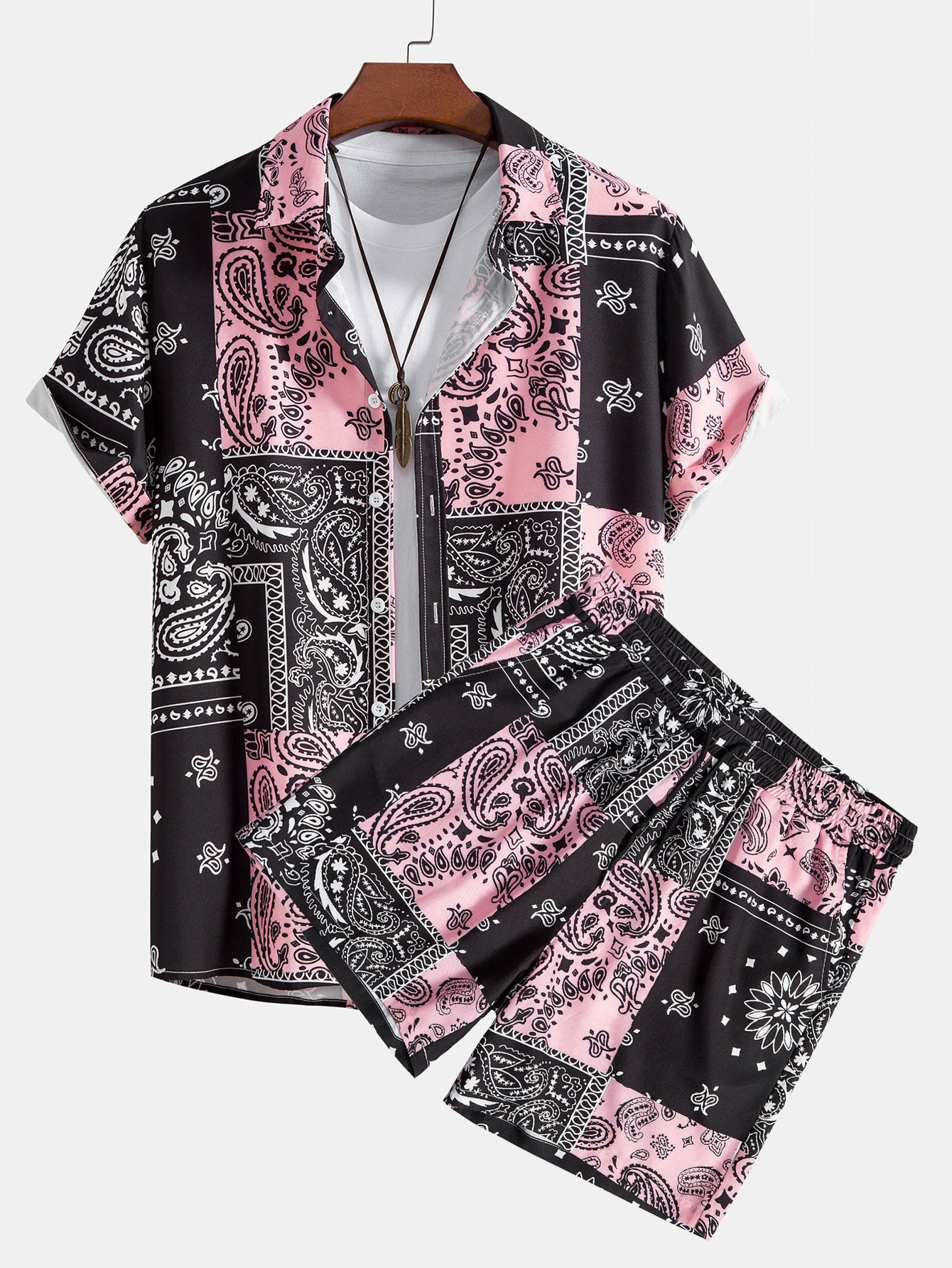 Chemise boutonnée à imprimé cachemire #Motif aléatoire# et short