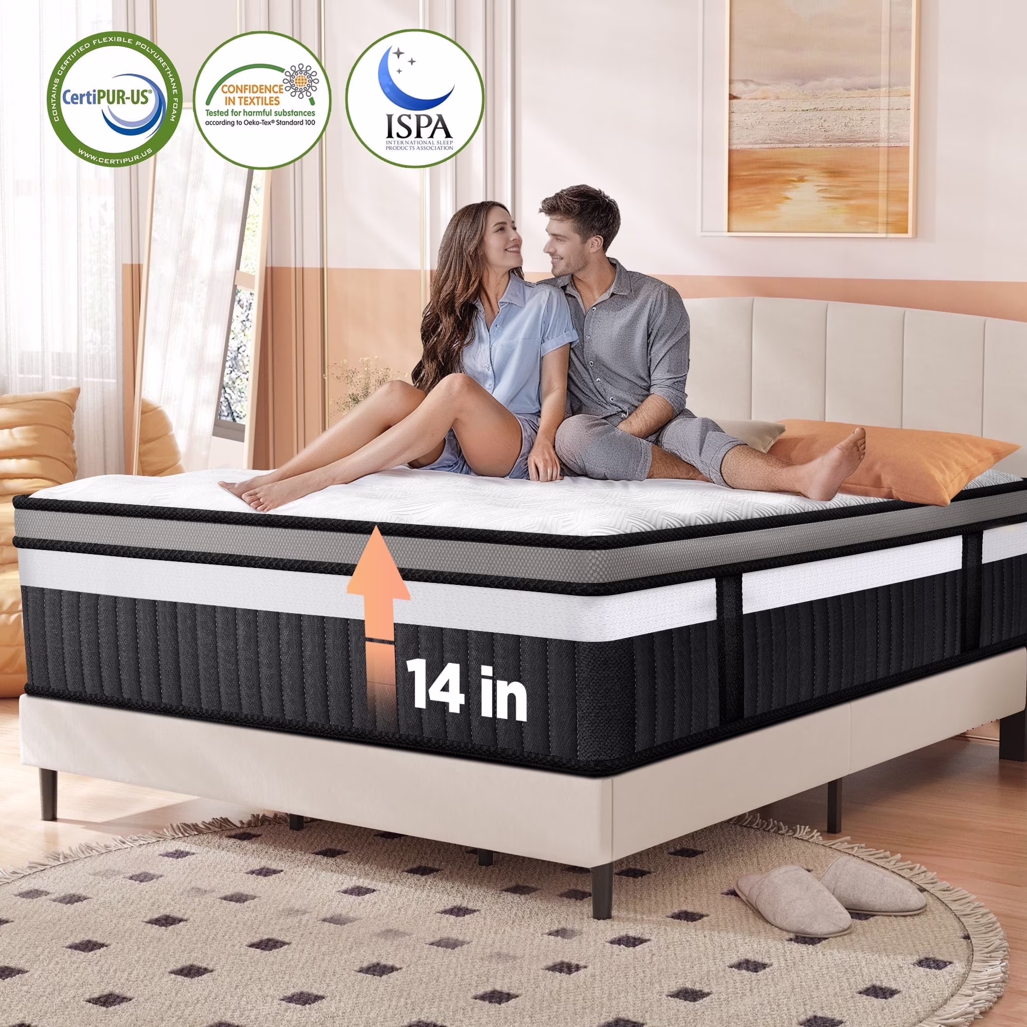 King Mattress, 14 Inch Gel Memory Foam Hybrid Mattress in a Box, Cooling Breathable Design, Zoned Pressure Relief, Medium Firm Feel, CertiPUR-US Certified(King) - Image 3