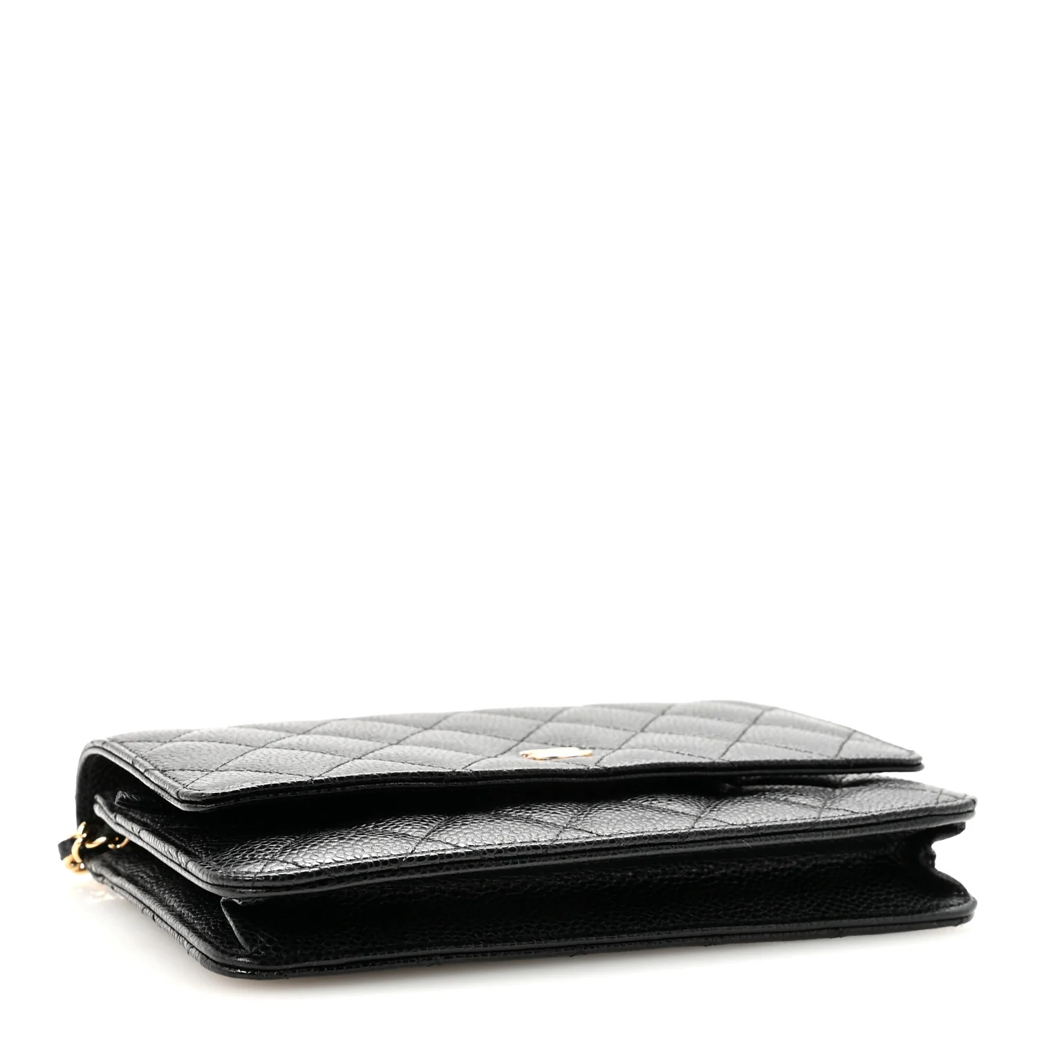 Caviar Quilted Wallet on Chain WOC Black