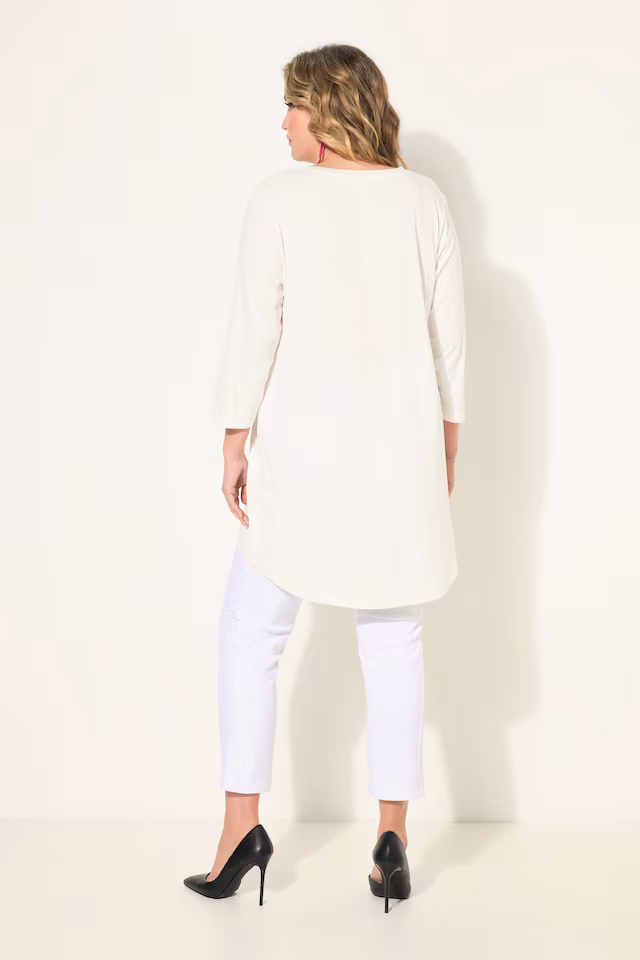 A-Line 3/4-Sleeve Rose Pattern T-Shirt