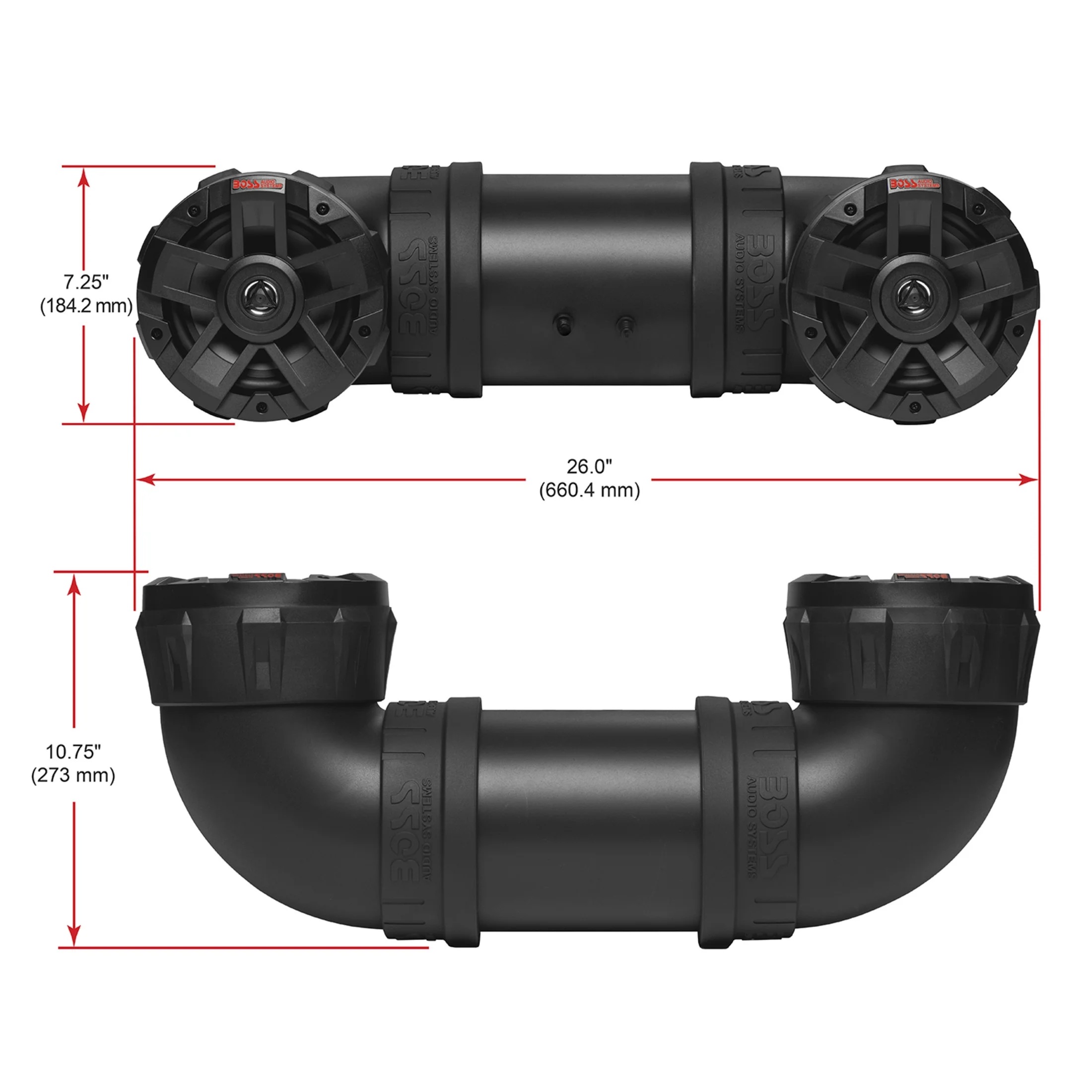 BOSS Audio Systems ATV6.5B ATV UTV Sound System - 6.5 in Speakers, 1 in Tweeters, Full Range, IPX5 Weatherproof, Bluetooth, Built - in Amplifier, Golf Cart Compatible