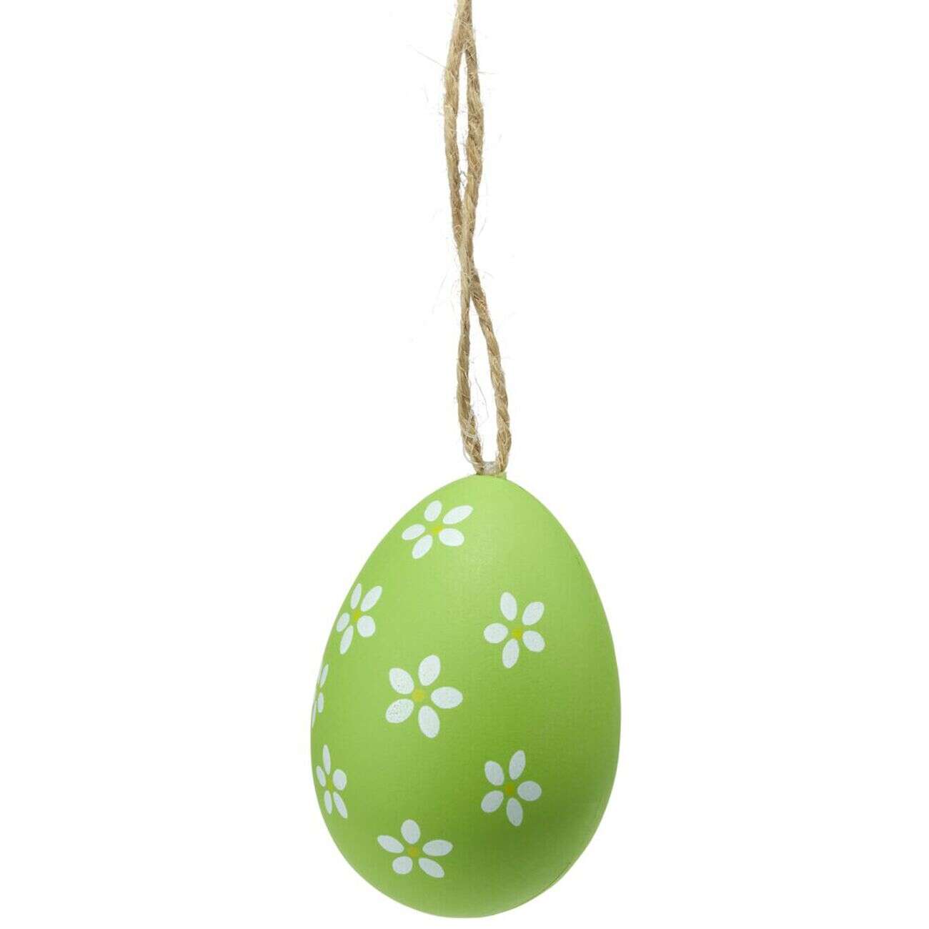 oeuf de Pâques à suspendre x6 plastique décoré vert et blanc Ø4xH6cm