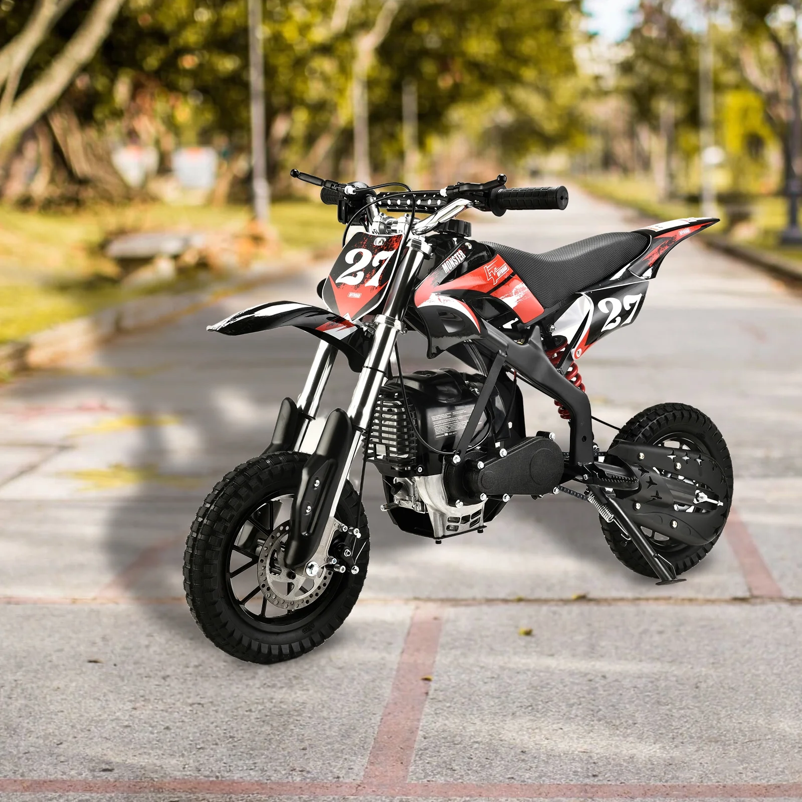Mini Dirt Bike Gas Powered 4-Stroke 40cc Pocket Pit Bike Brakes Motorcycle for Kids Teens Black(Black) - Image 7