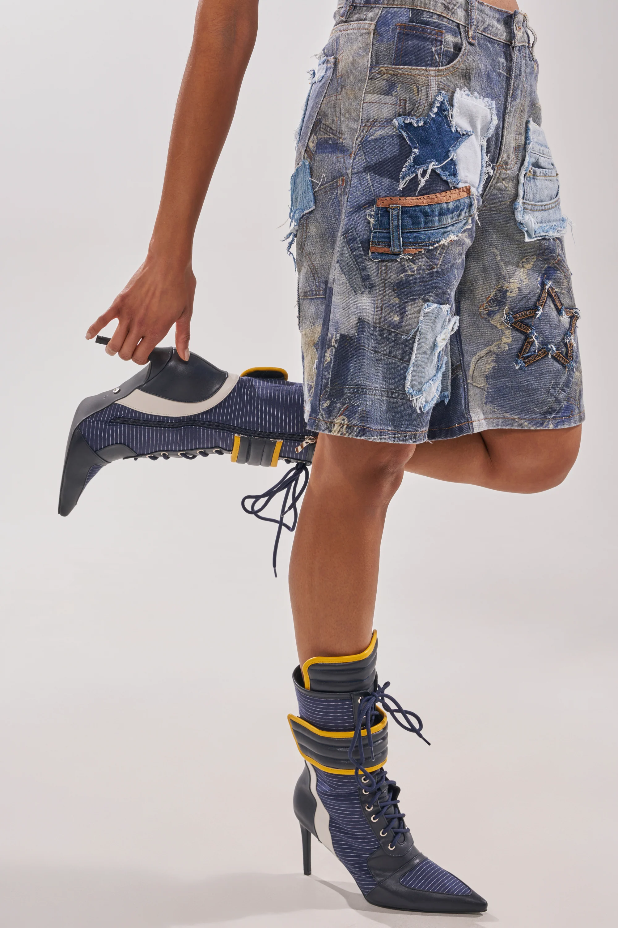 AKIRA GOLD DEMAND NAVY STILETTO BOOTIE - Akira Store