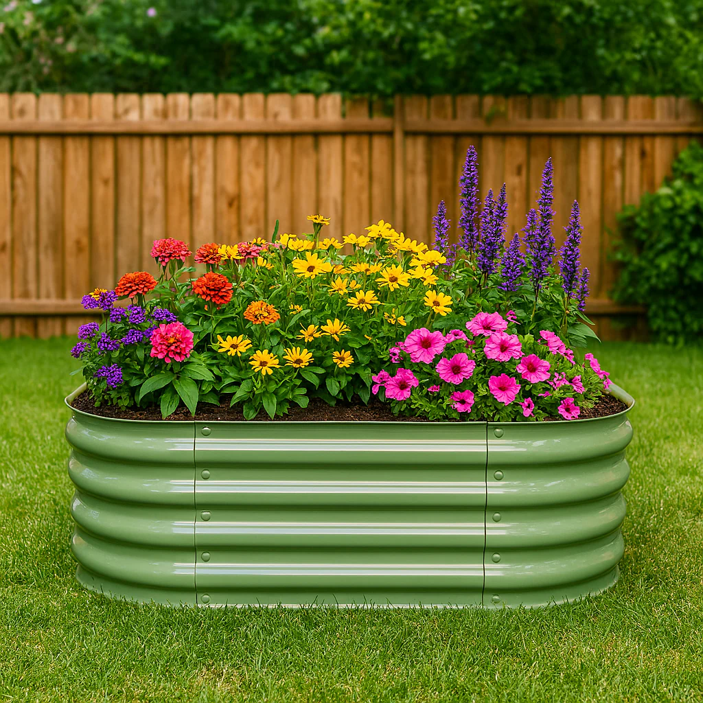 NuVue Products RIGID-Cast 4-in-1 Green Modular Raised Garden Bed 42 x 42 x 14