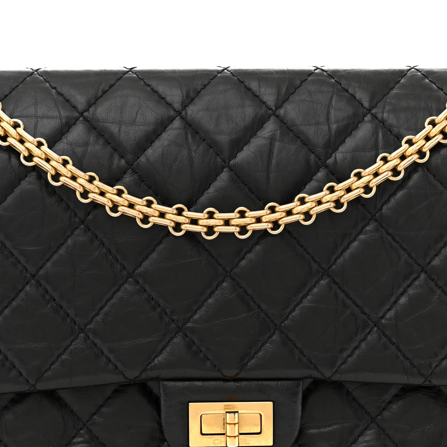 Aged Calfskin Quilted 2.55 Reissue 226 Flap Black