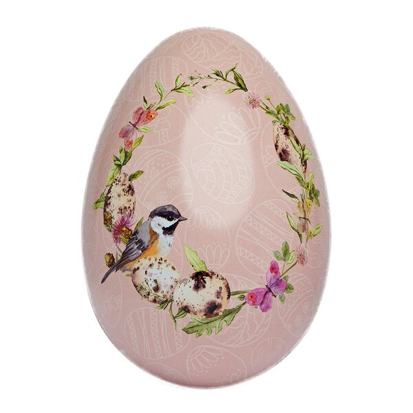 Påskeegg metall 15 cm Vintage krans rosa