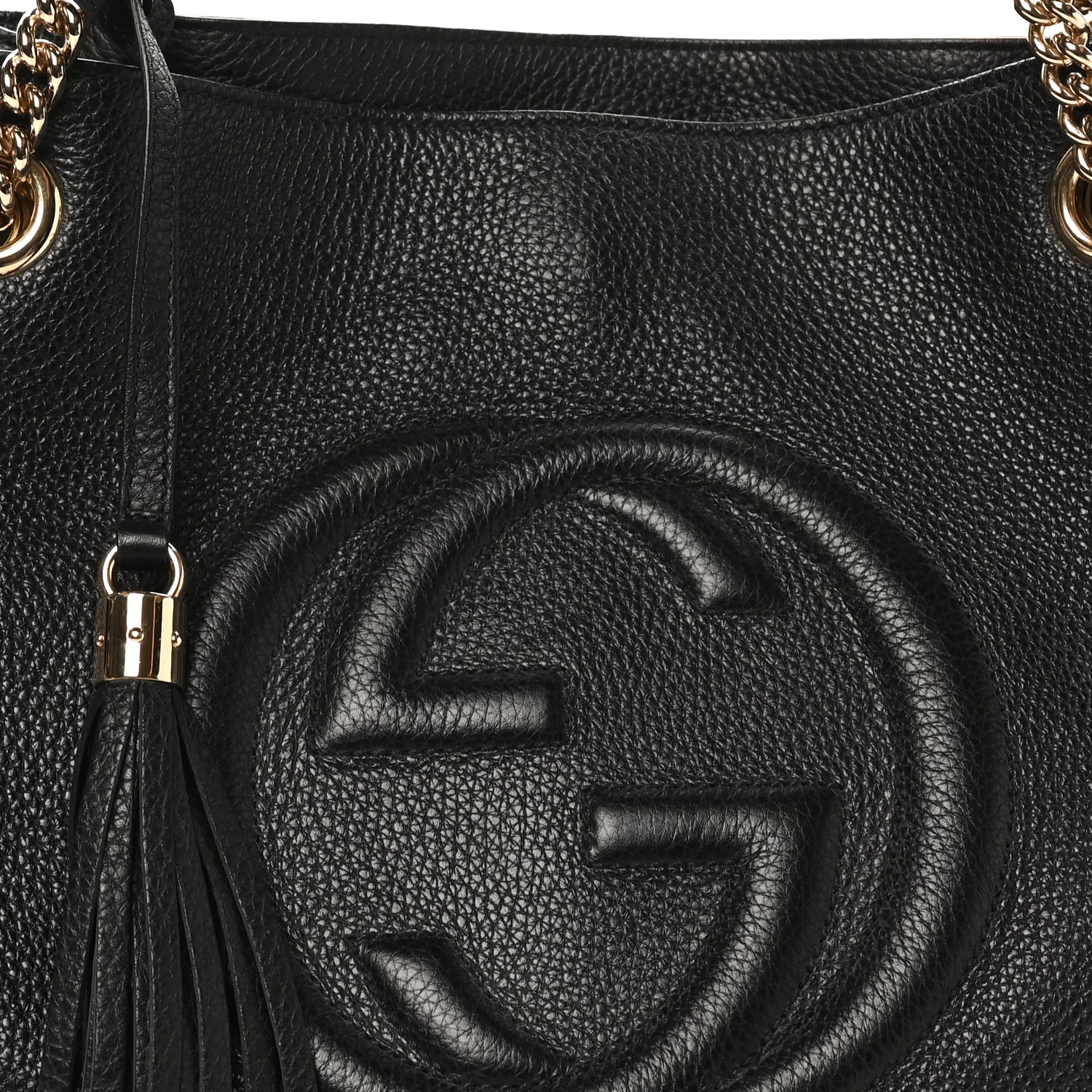 Pebbled Calfskin Medium Soho Chain Shoulder Bag Black