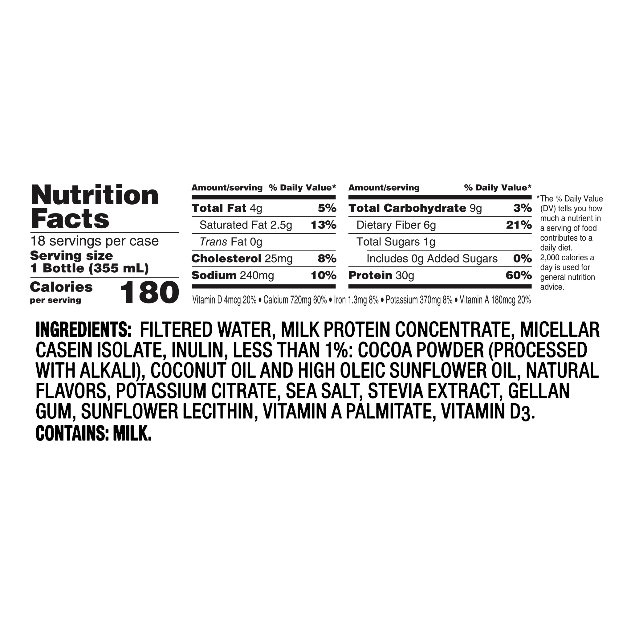 30g Chocolate Protein Shake, 12 fl oz, 18-pack - Image 3