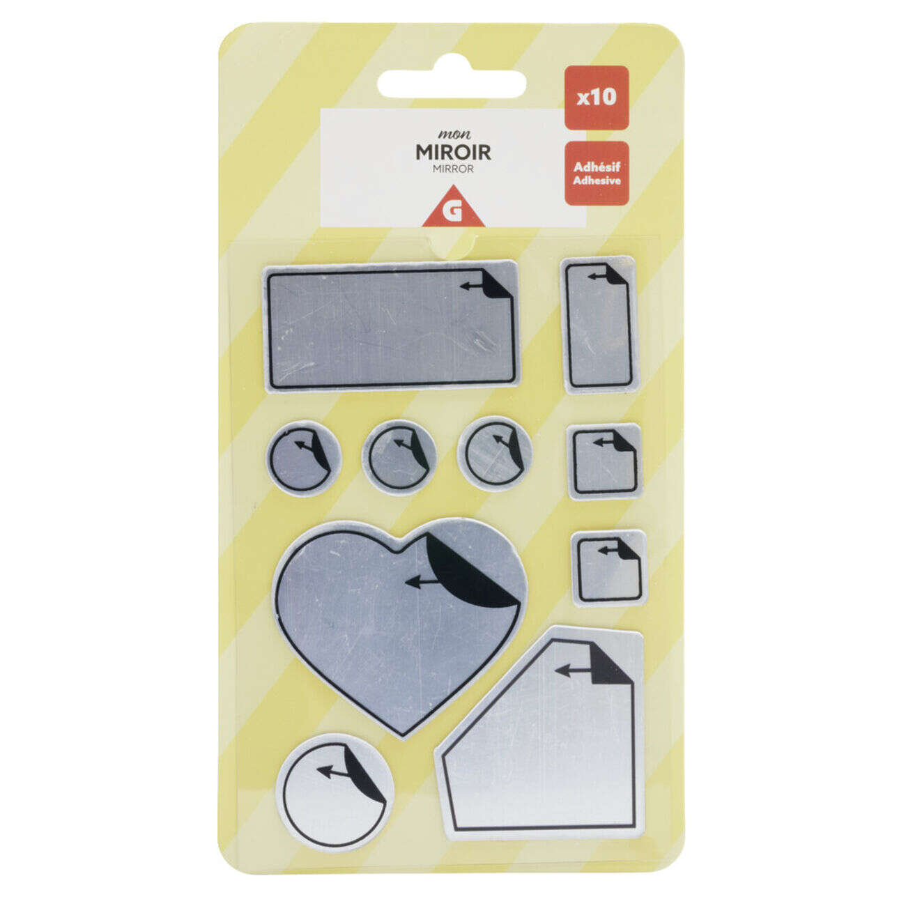 Miroir adhésif de tailles différentes - 10 pièces