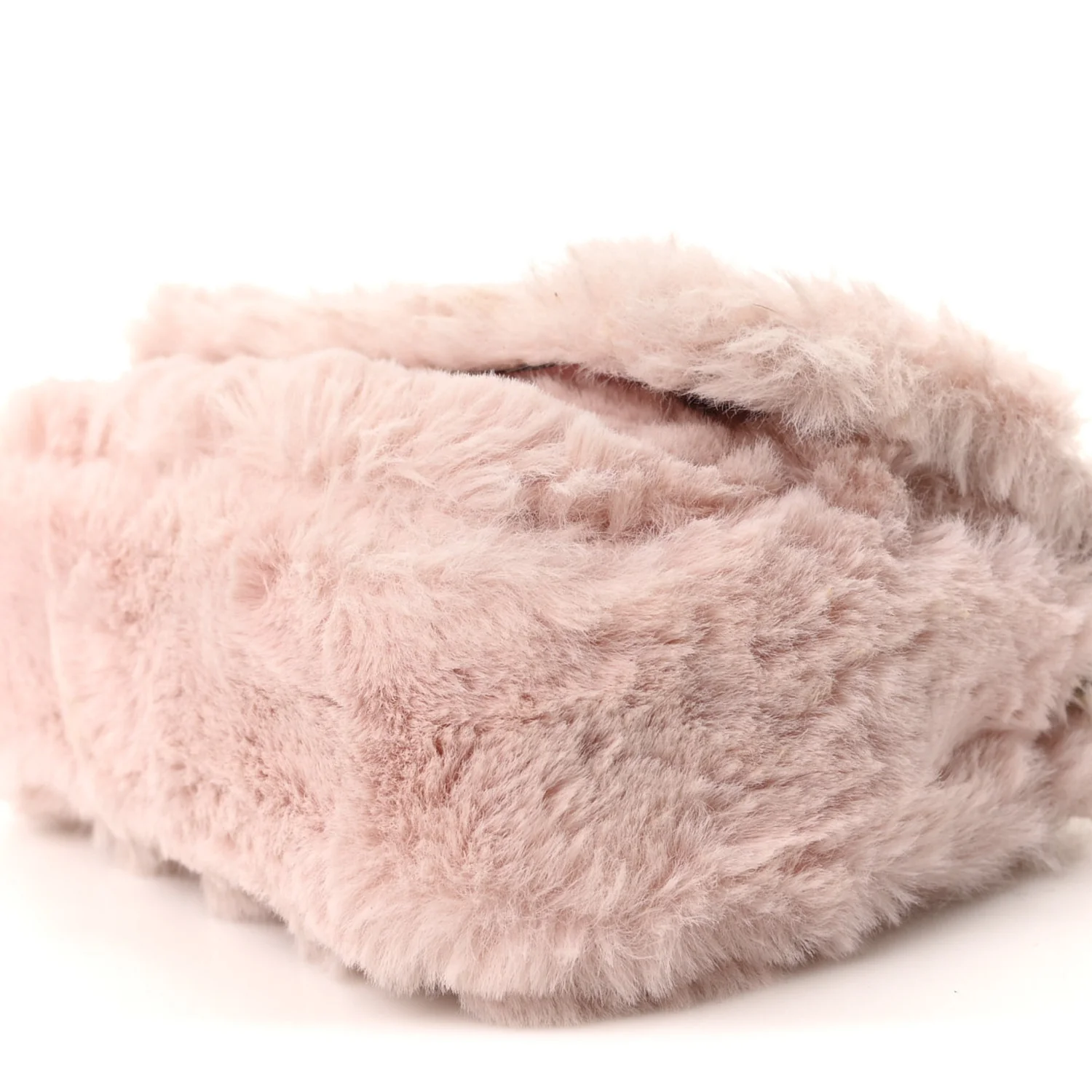Faux Fur Quilted Virtus V Mini Chain Flap Shoulder Bag English Rose