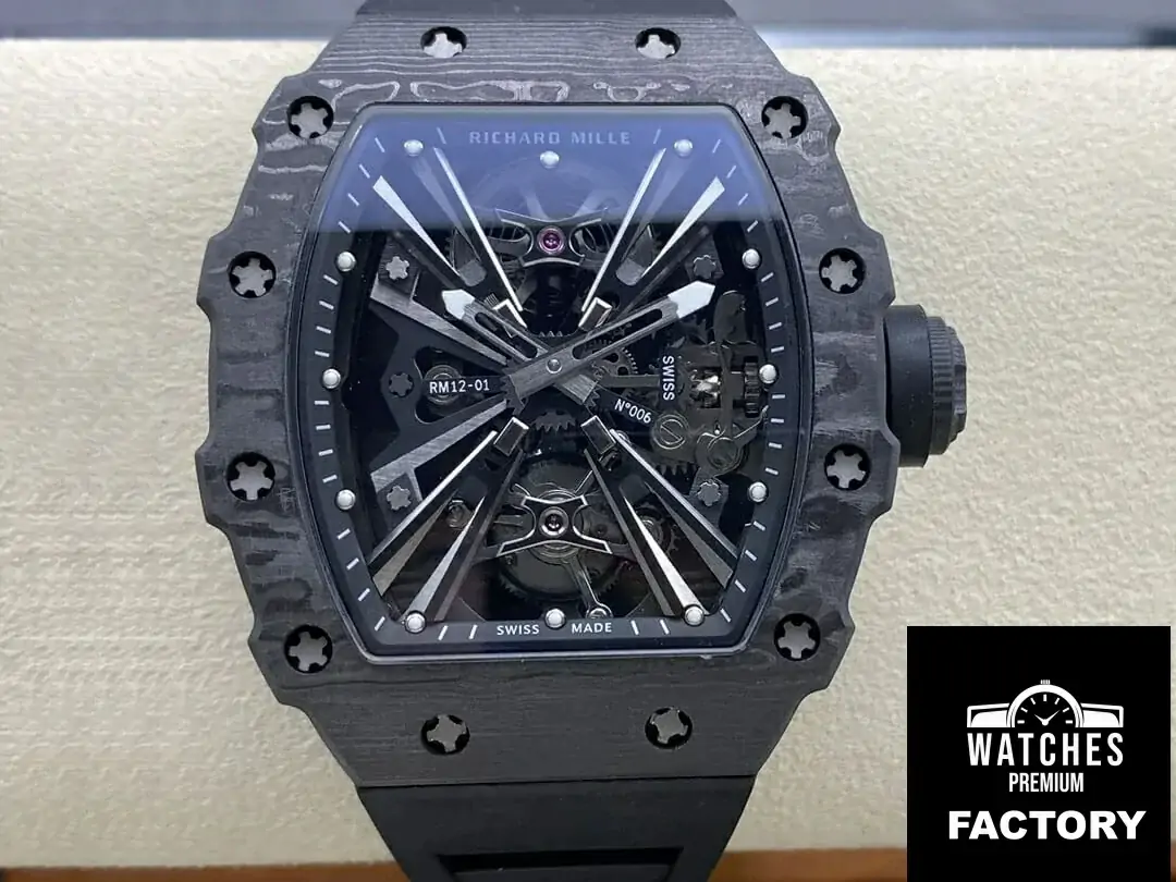 Richard Mille RM12-01 Tourbillon RM Factory Black Skeleton Carbon Fiber Dial