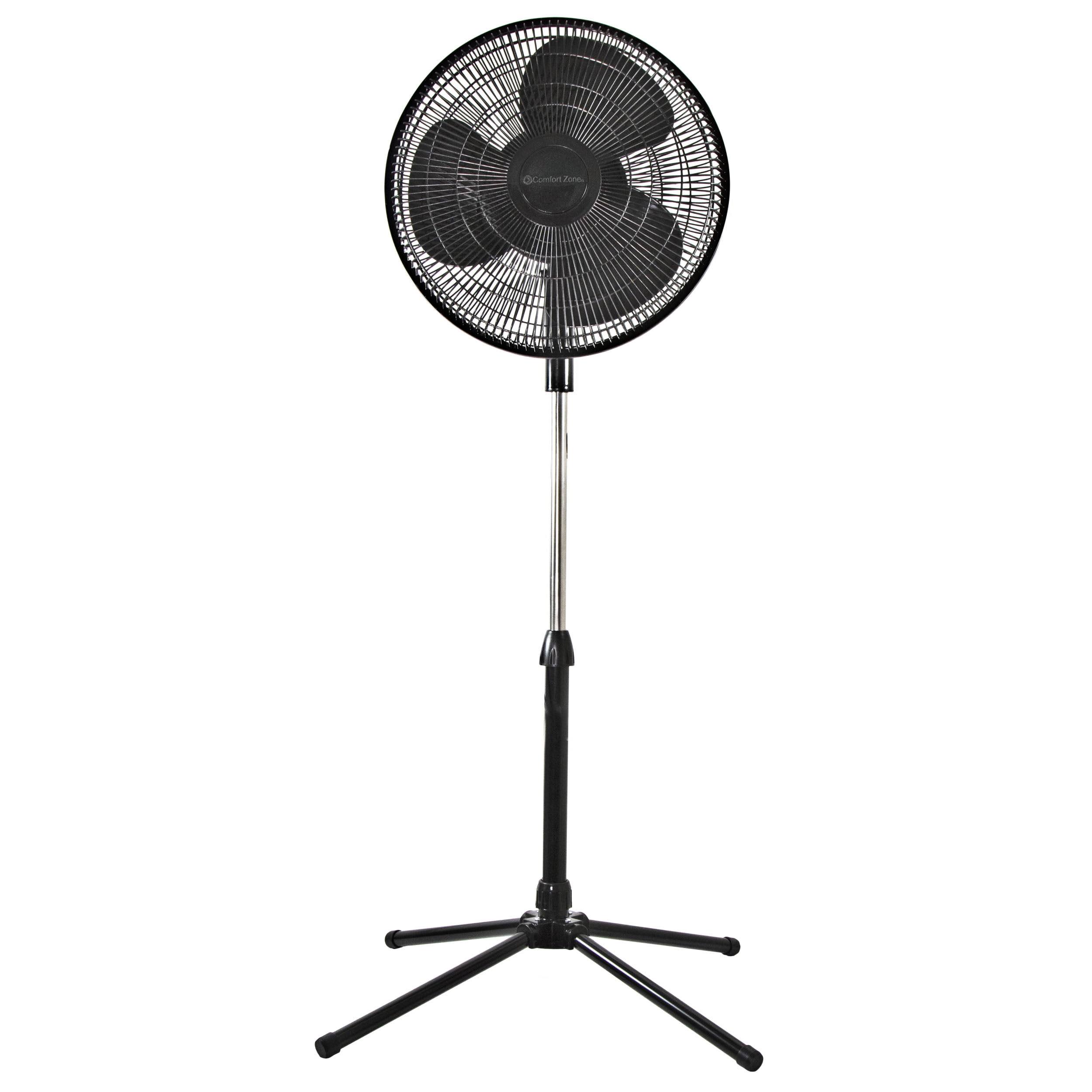 Comfort Zone Oscillating Adjustable 3-Speed Pedestal Fan - Black 16