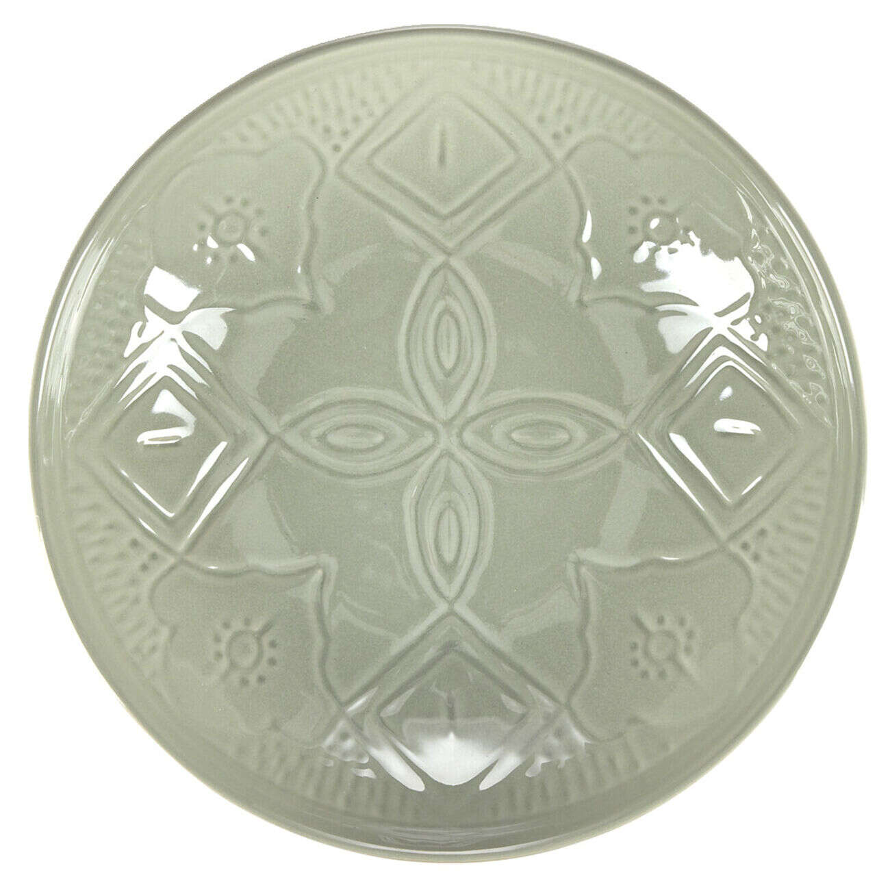 Saladier rond faïence unie verte avec motif en relief Ø26xH6,5cm