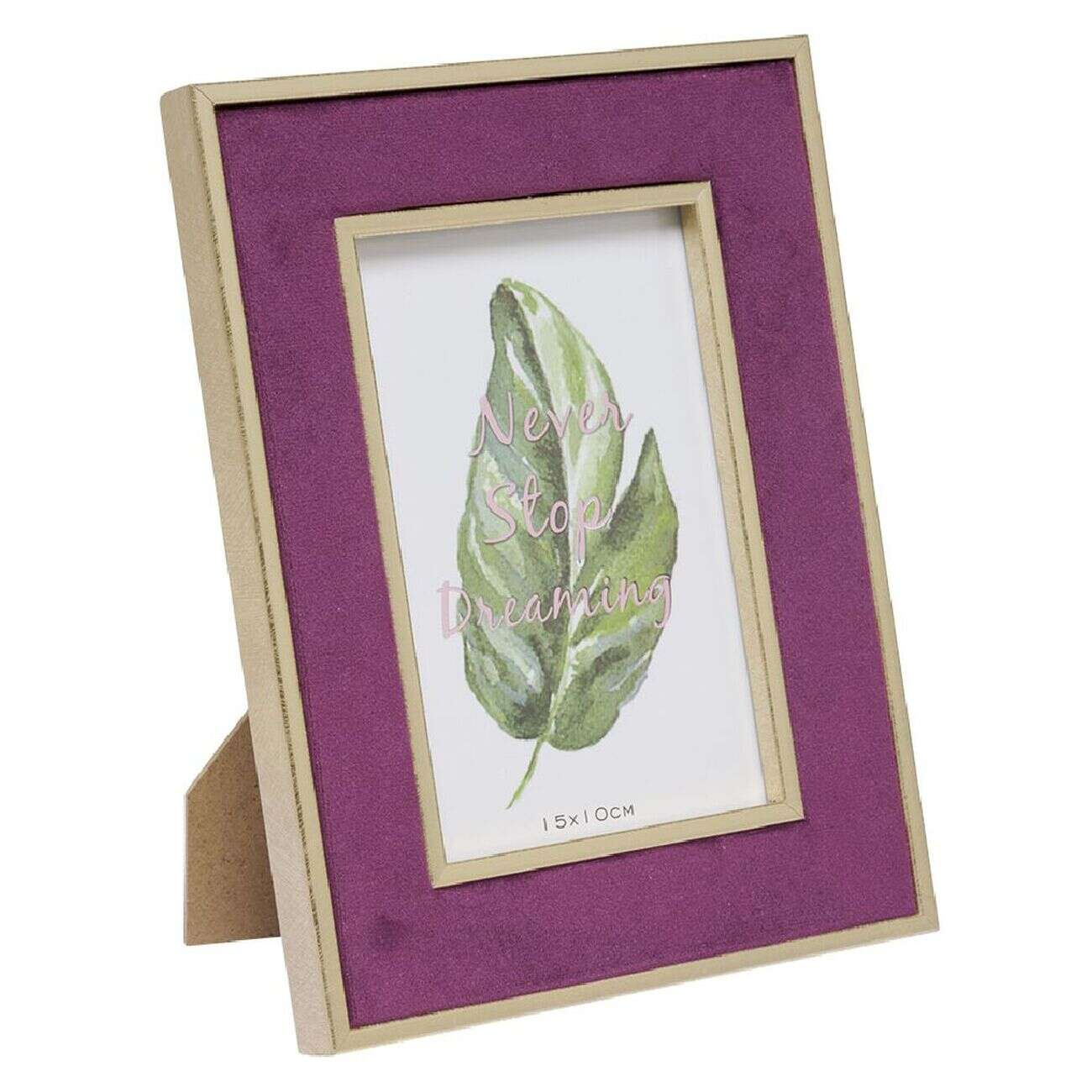 Cadre photo bois doré et velours 10x20cm (2 modèles)