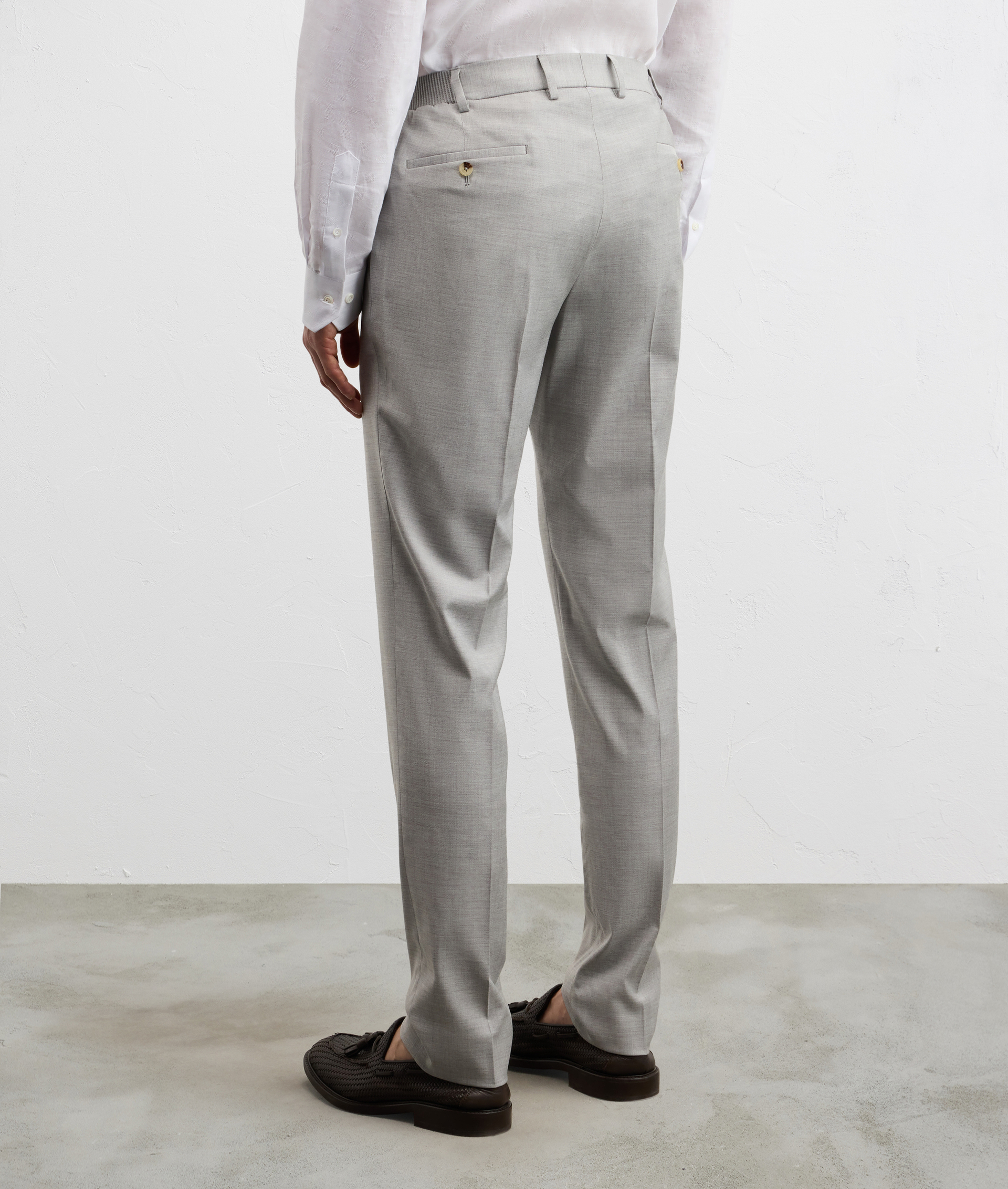 LIGHT GRAY VISCOSE PLEATED TROUSERS