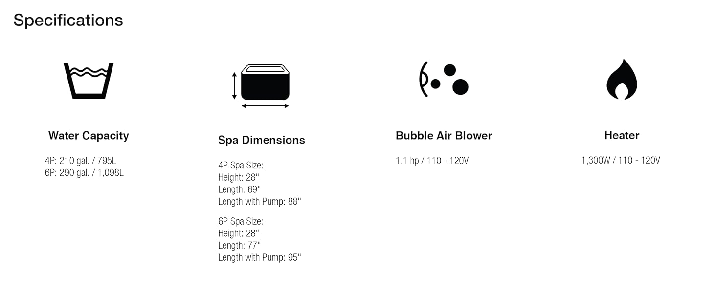 Intex PureSpa Plus Greystone 6 Person Inflatable Square Hot Tub w/ 170 AirJets icons