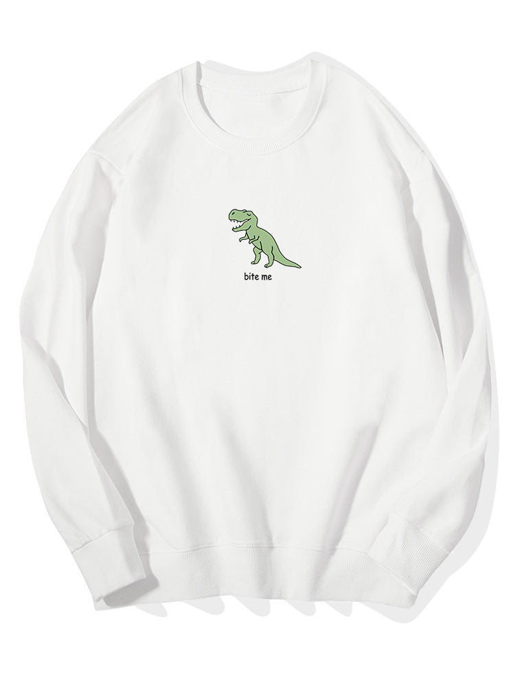 Sweat-shirt en coton à imprimé dinosaure mignon