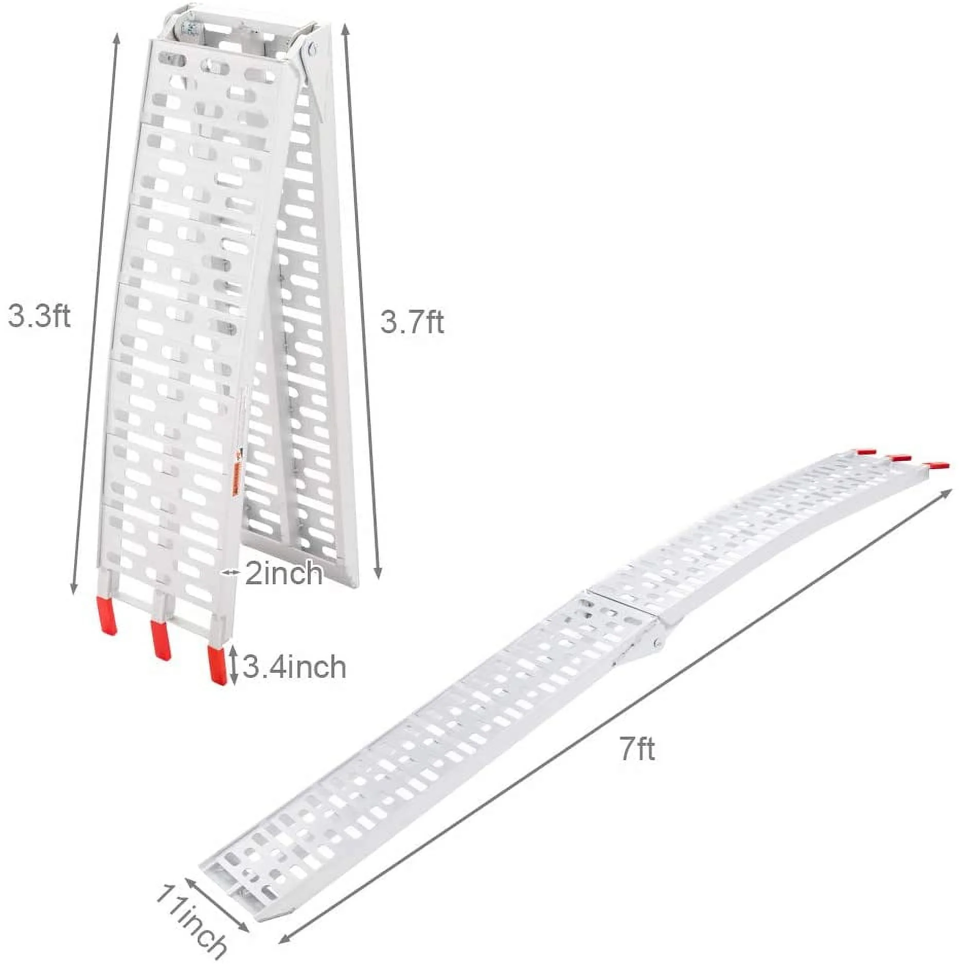 Aluminum Truck Ramp N/A 7ft Aluminum Folding 1500 lb Maax Load Silver(2) - Image 2