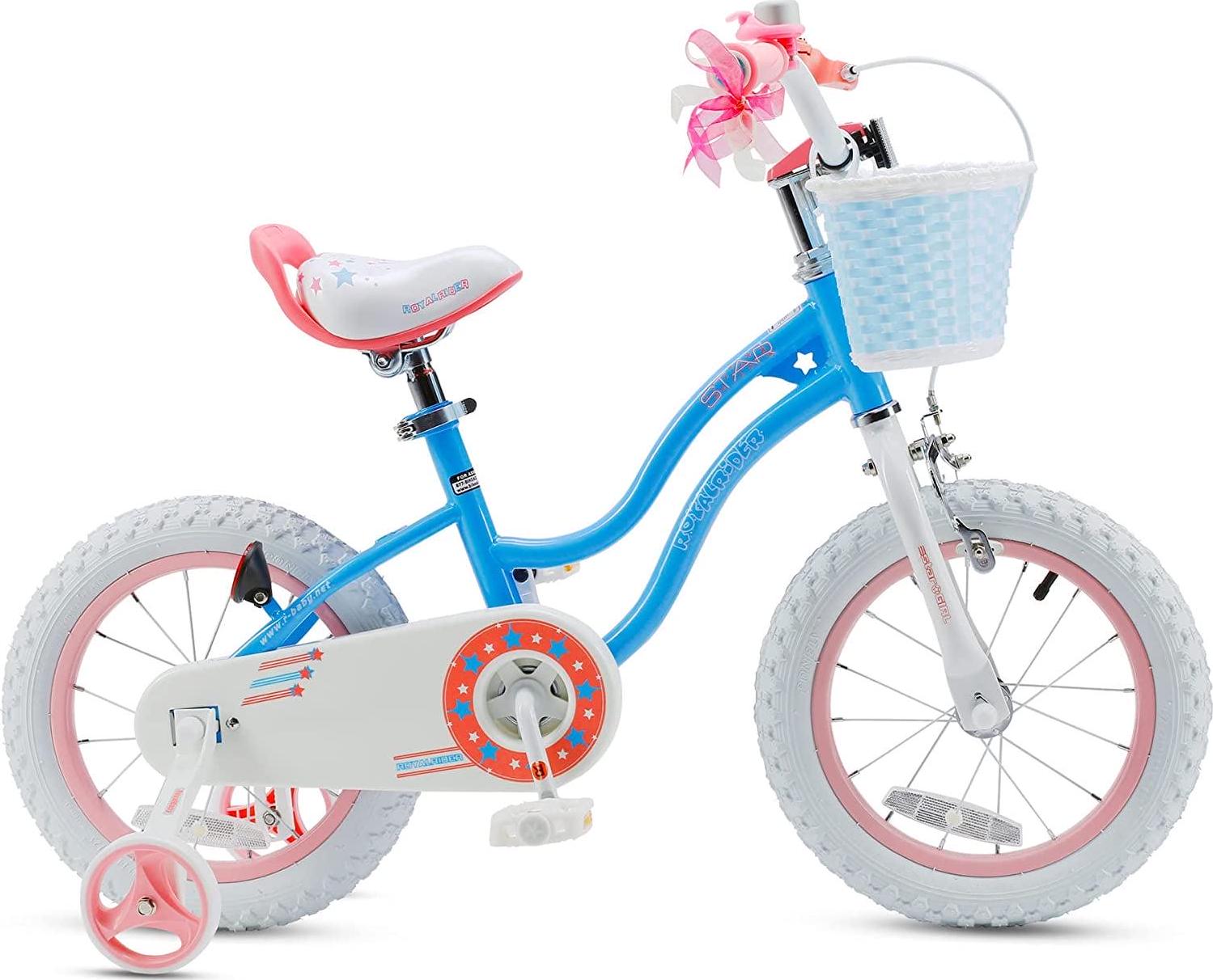 Royalbaby Girls Kids Bike Star Girl 12 in Bicycle Basket Training Wheels Blue Child - S Cycle