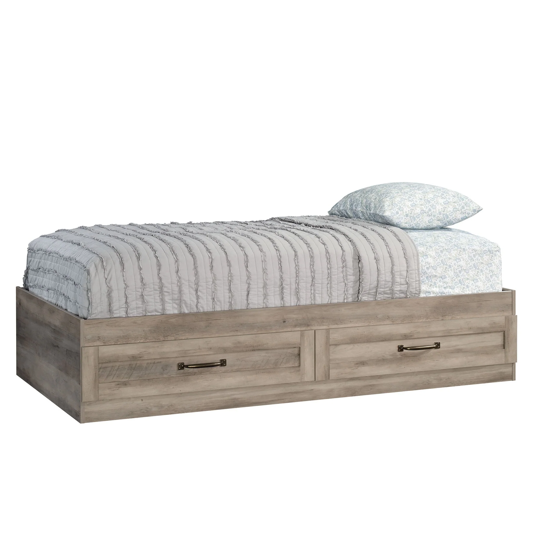 Modern Farmhouse Platform 2 Drawer Storage Bed, Twin, Rustic Gray Image 6