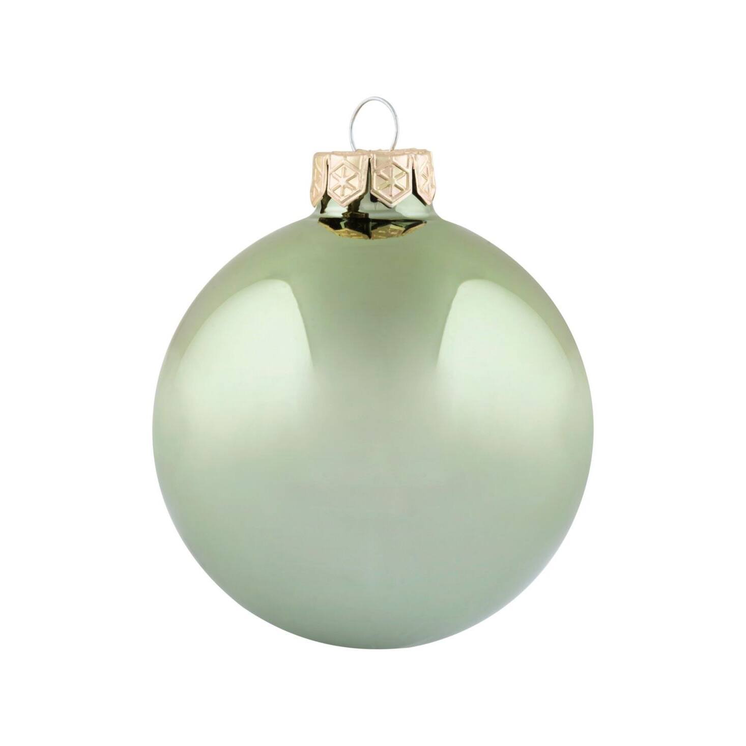 12ct Shiny Lime Green Glass Ball Christmas Ornaments 2.75 inch (70mm)