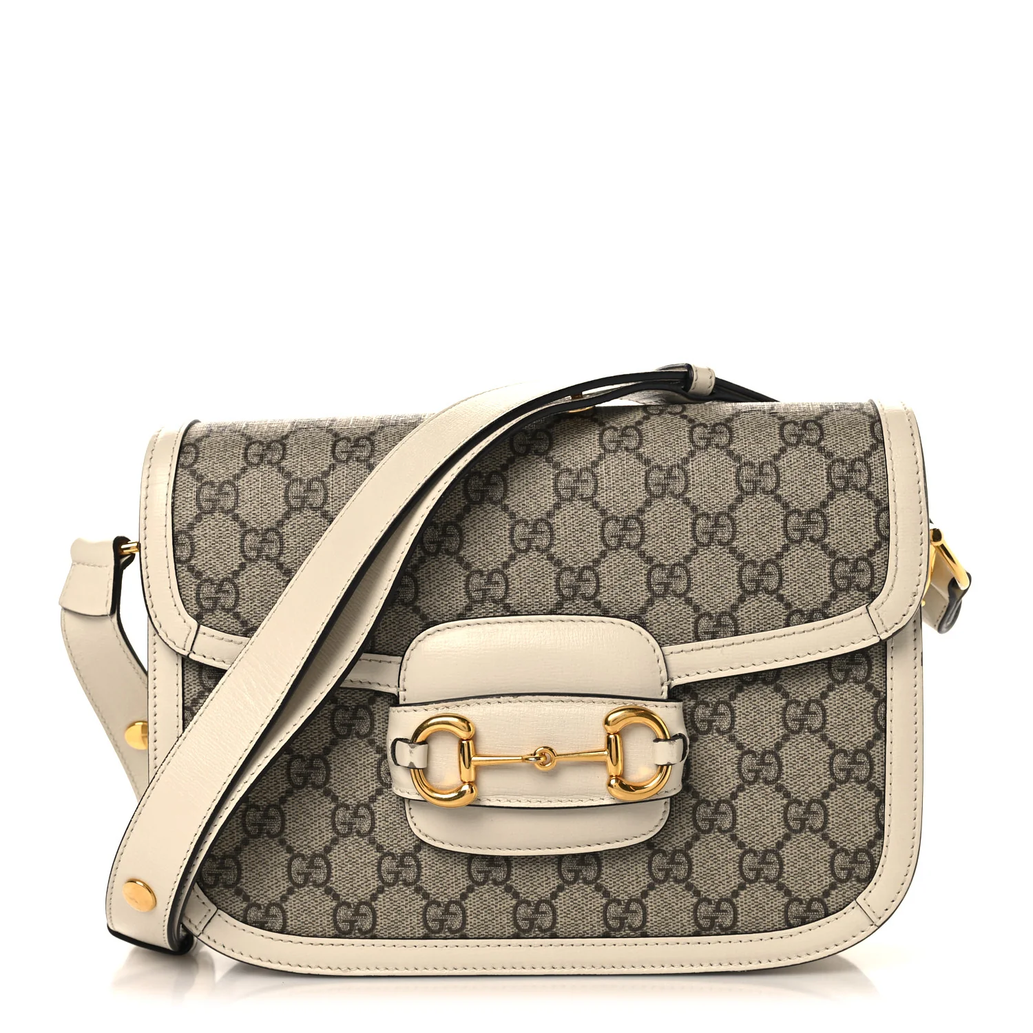 GG Supreme Monogram Horsebit 1955 Shoulder Bag Beige Mystic White